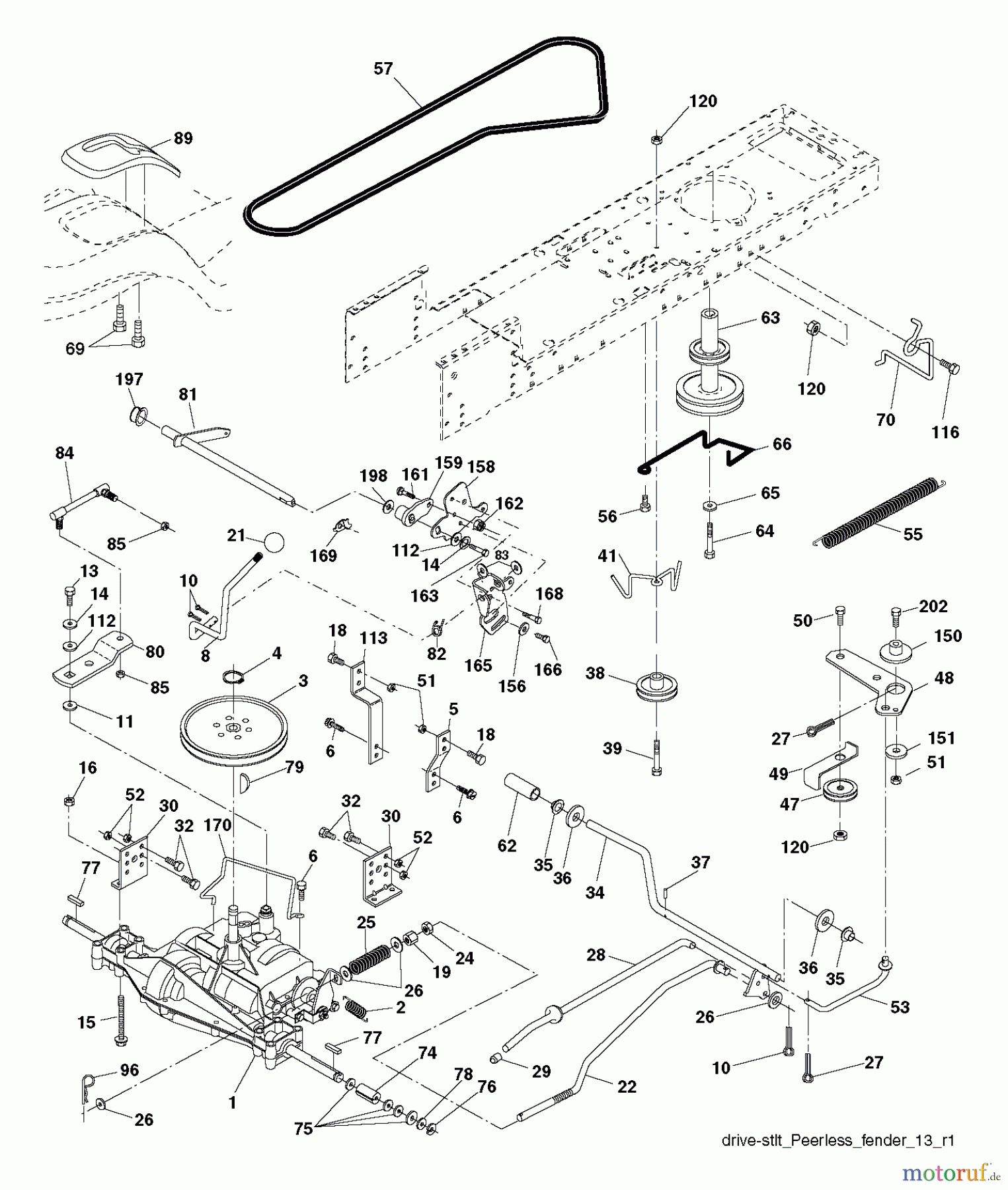 Poulan / Weed Eater Rasen und Gartentraktoren PO19542LT (96012012100) - Poulan Lawn Tractor (2011-03) DRIVE