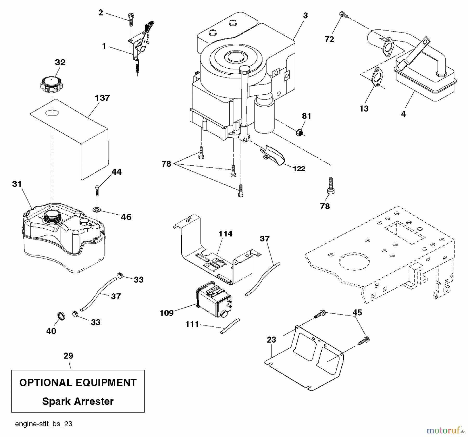 Poulan / Weed Eater Rasen und Gartentraktoren PO19542LT (96012012100) - Poulan Lawn Tractor (2011-03) ENGINE