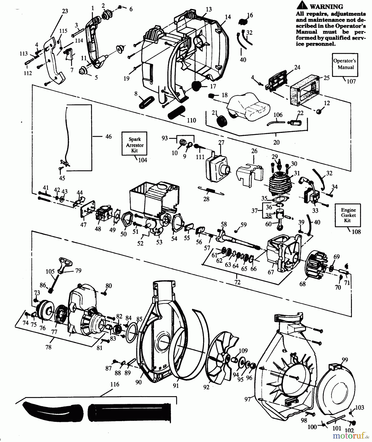 Poulan / Weed Eater Bläser / Sauger / Häcksler / Mulchgeräte BV165 - Weed Eater Blower BLOWER ASSEMBLY