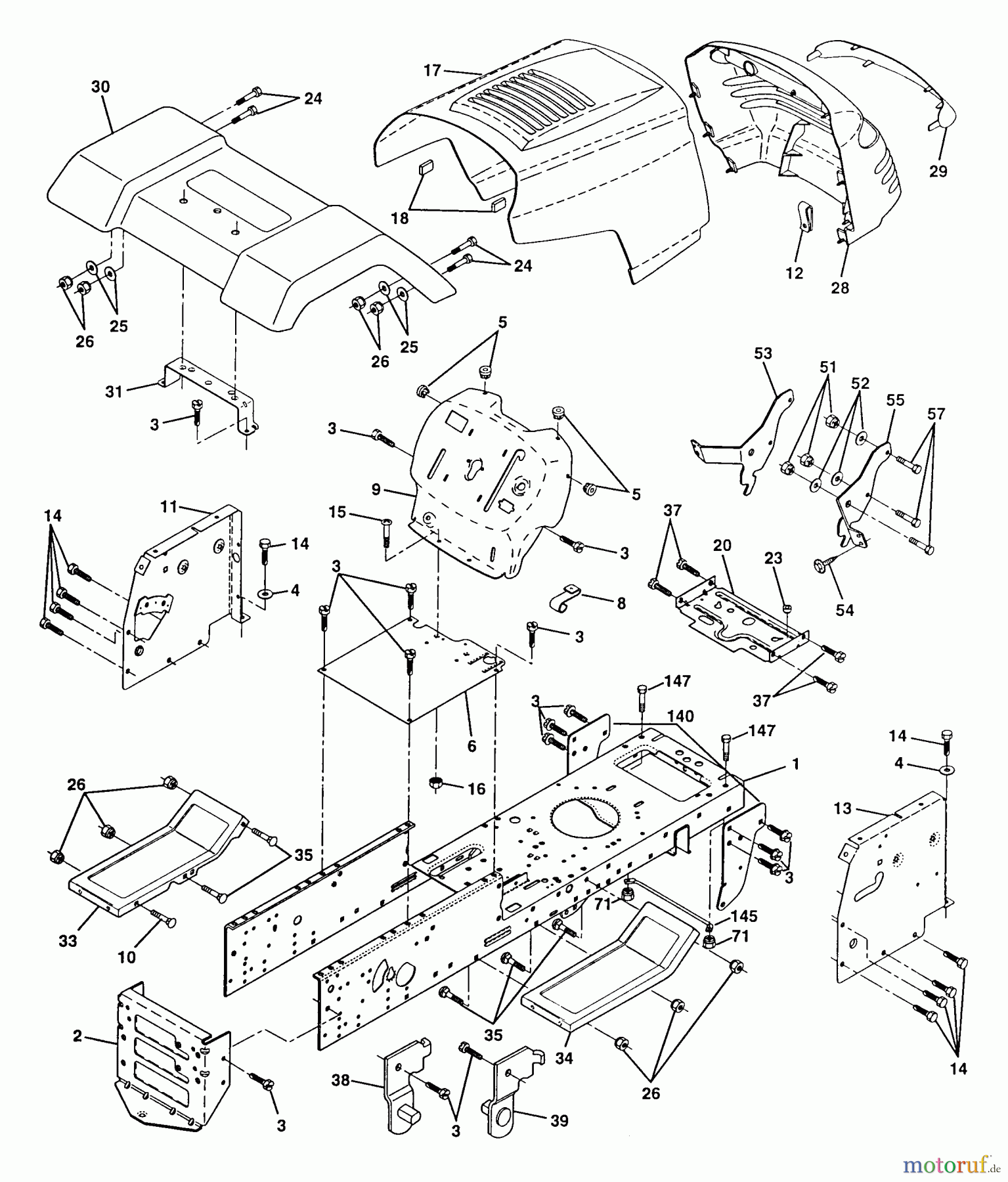 Poulan / Weed Eater Rasen und Gartentraktoren PP1338A - Poulan Pro Lawn Tractor Chassis And Enclosures
