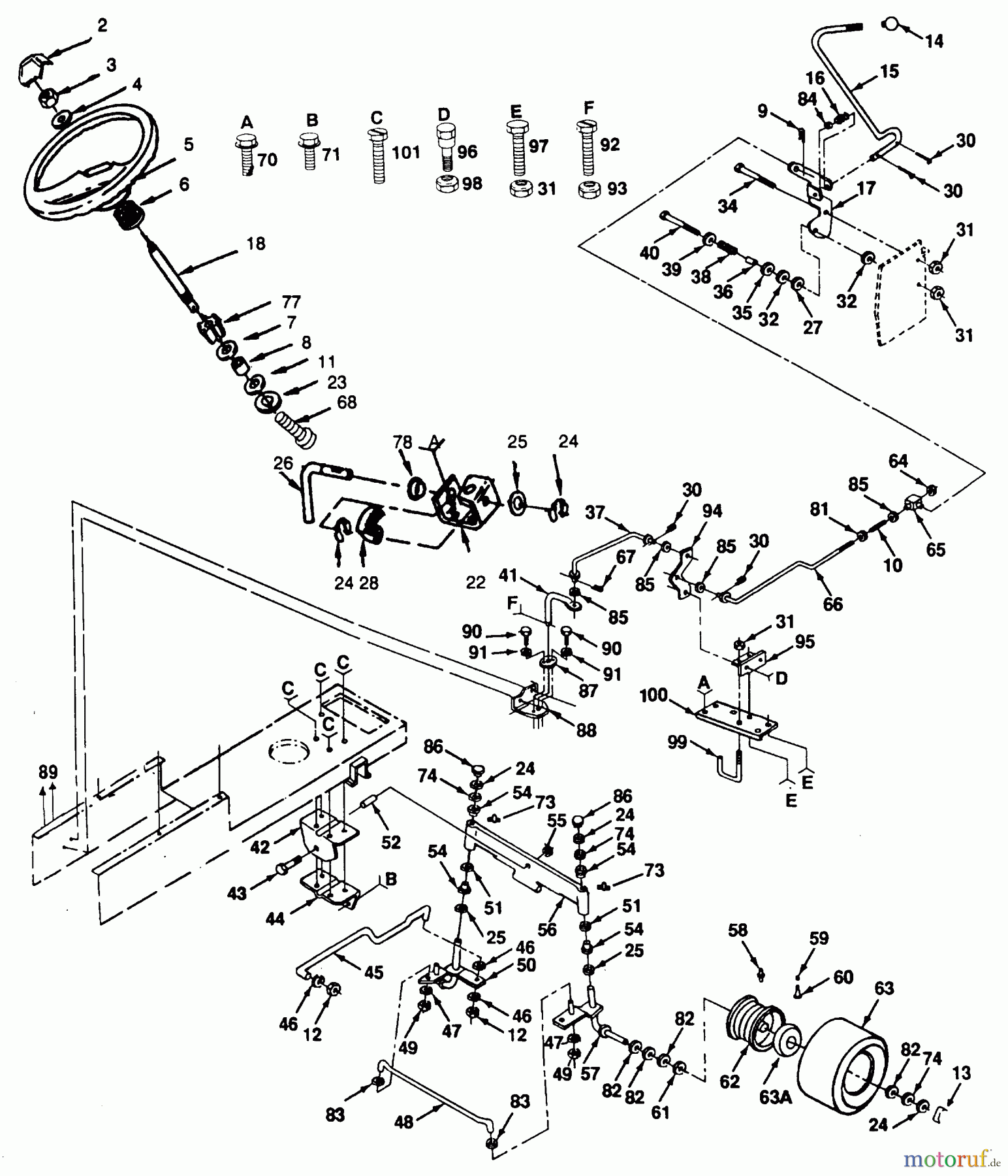 Poulan / Weed Eater Rasen und Gartentraktoren PP14H44 - Poulan Pro Lawn Tractor STEERING ASSEMBLY