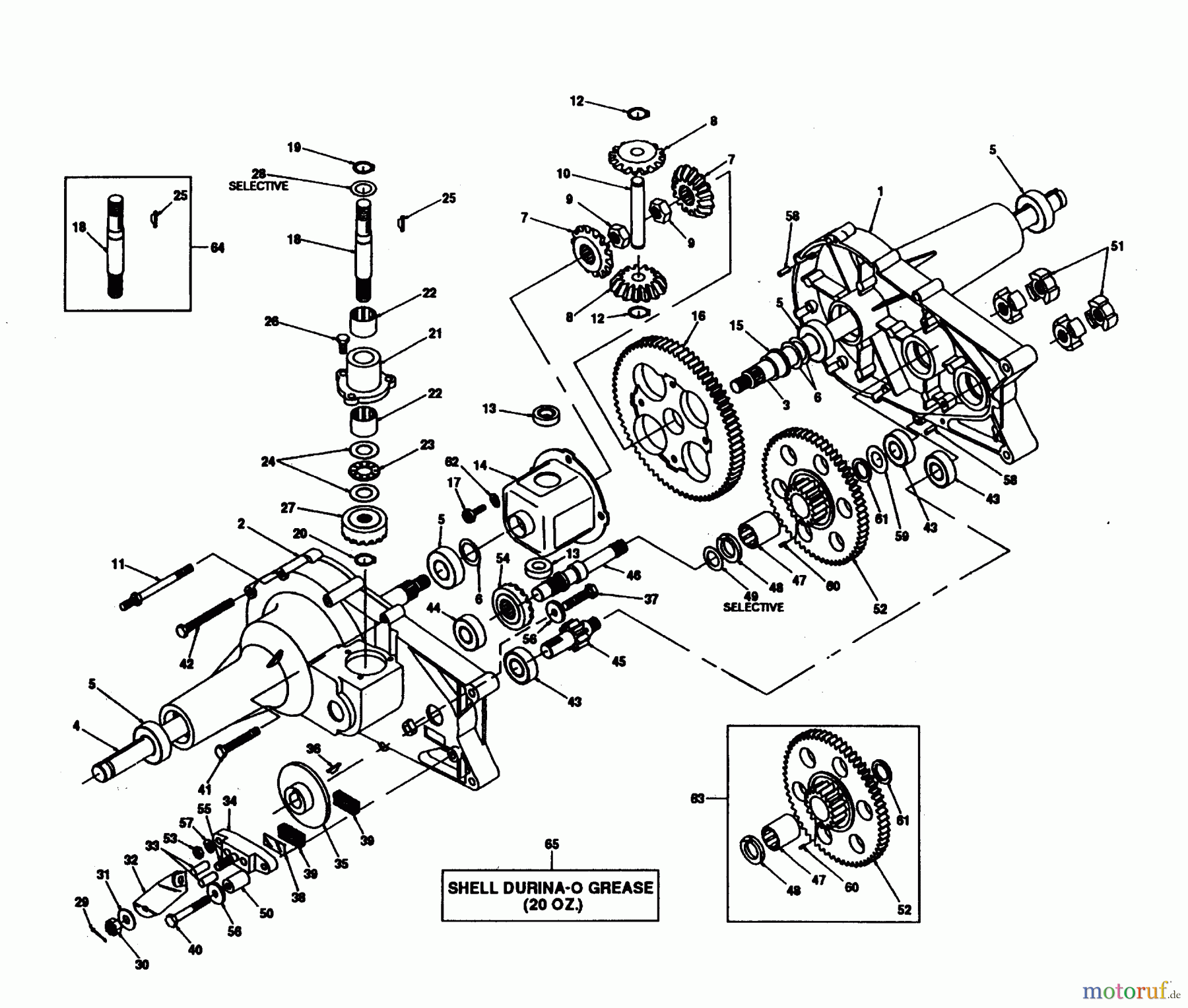 Poulan / Weed Eater Rasen und Gartentraktoren PP16H44B - Poulan Pro Lawn Tractor AGRI-FAB TRANSAXLE MODEL NUMBER 121431X
