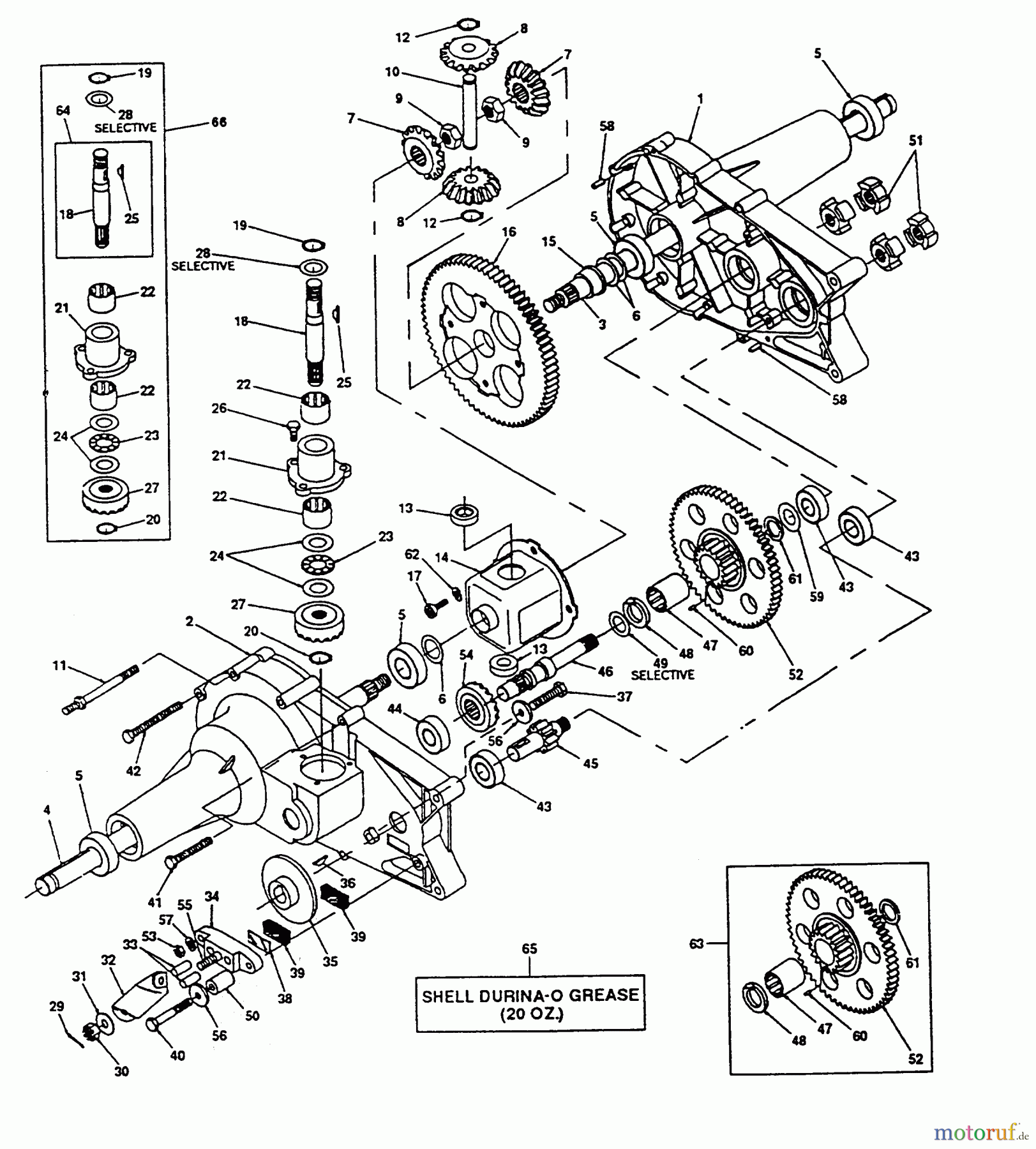 Poulan / Weed Eater Rasen und Gartentraktoren PP16H44 - Poulan Pro Lawn Tractor AGRI-FAB TRANSAXLE MODEL NUMBER 121431X