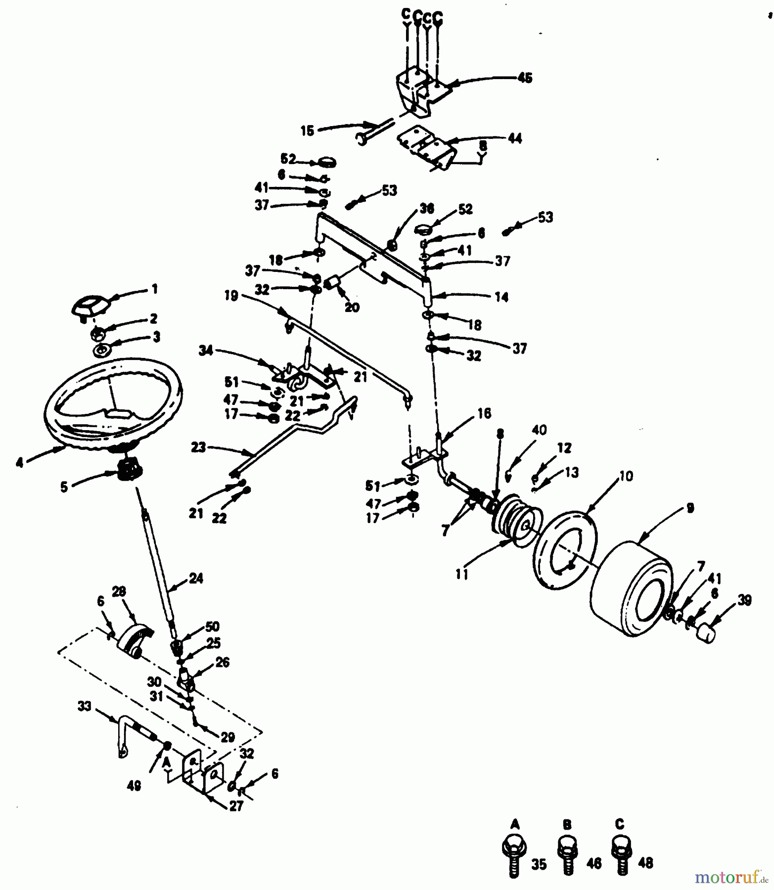 Poulan / Weed Eater Rasen und Gartentraktoren PP1844 - Poulan Pro Lawn Tractor STEERING, FRONT AXLE AND WHEELS