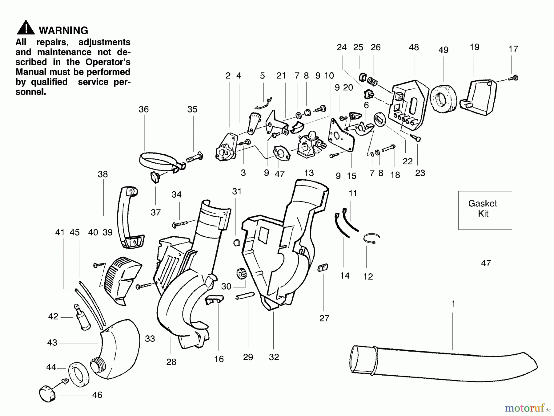 Poulan / Weed Eater Bläser / Sauger / Häcksler / Mulchgeräte BV1800 (Type 1) - Weed Eater Barracuda Blower Handle, Chassis & Blower Assembly Type 1