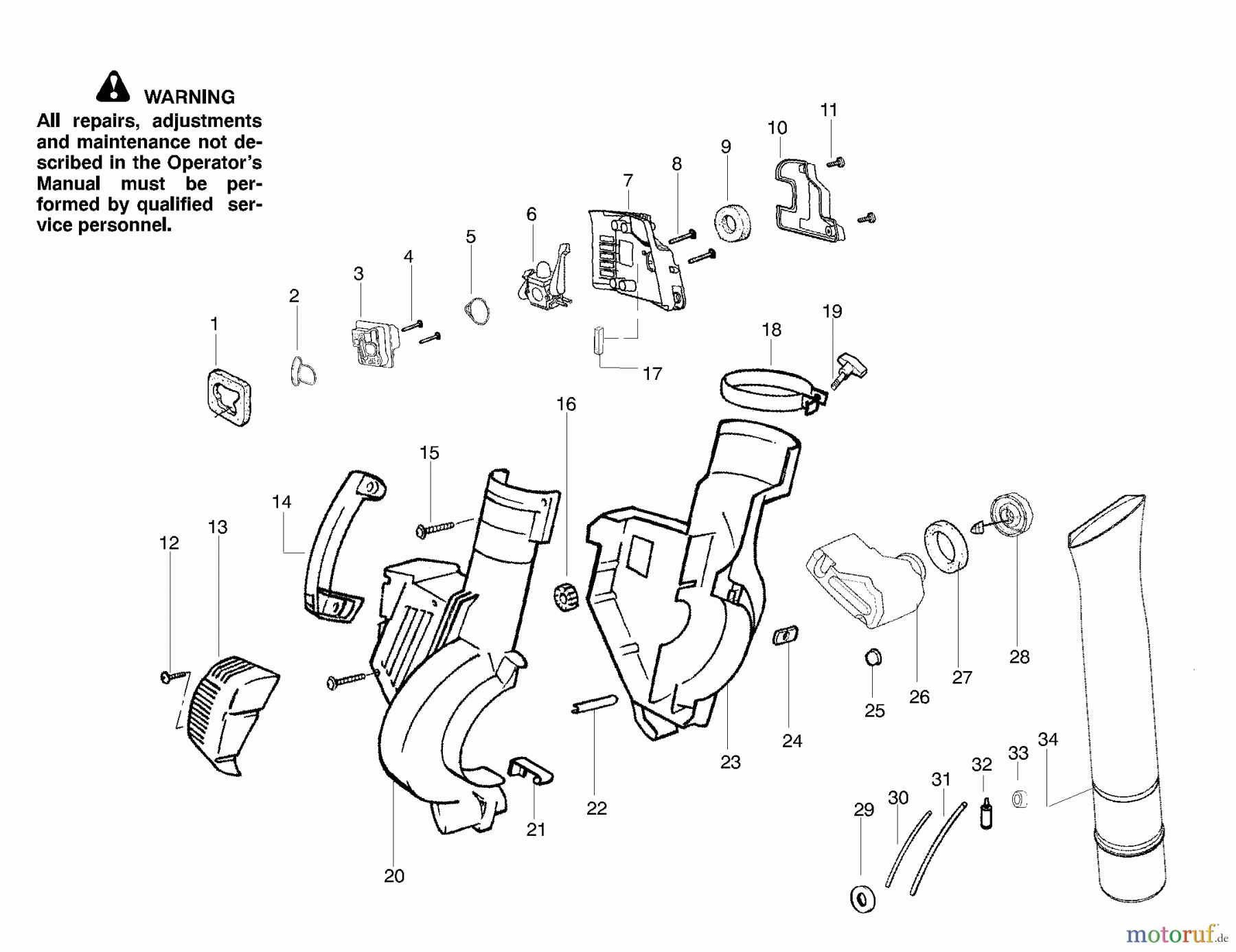Poulan / Weed Eater Bläser / Sauger / Häcksler / Mulchgeräte BV1800 (Type 2) - Weed Eater Barracuda Blower Handle, Chassis & Blower Assembly Type 2