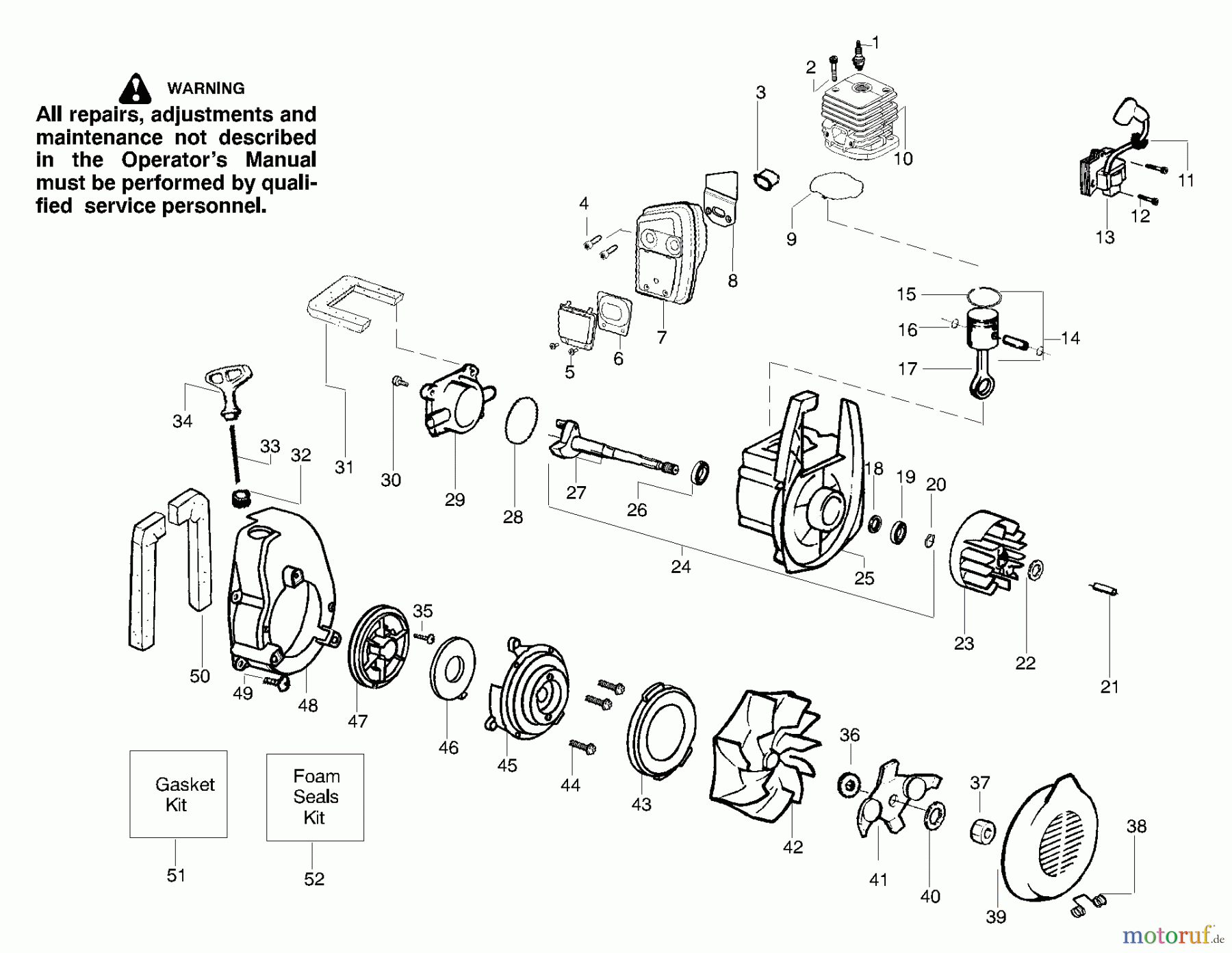 Poulan / Weed Eater Bläser / Sauger / Häcksler / Mulchgeräte BV1650 (Type 3) - Weed Eater Barracuda Blower Engine Assembly Type 3