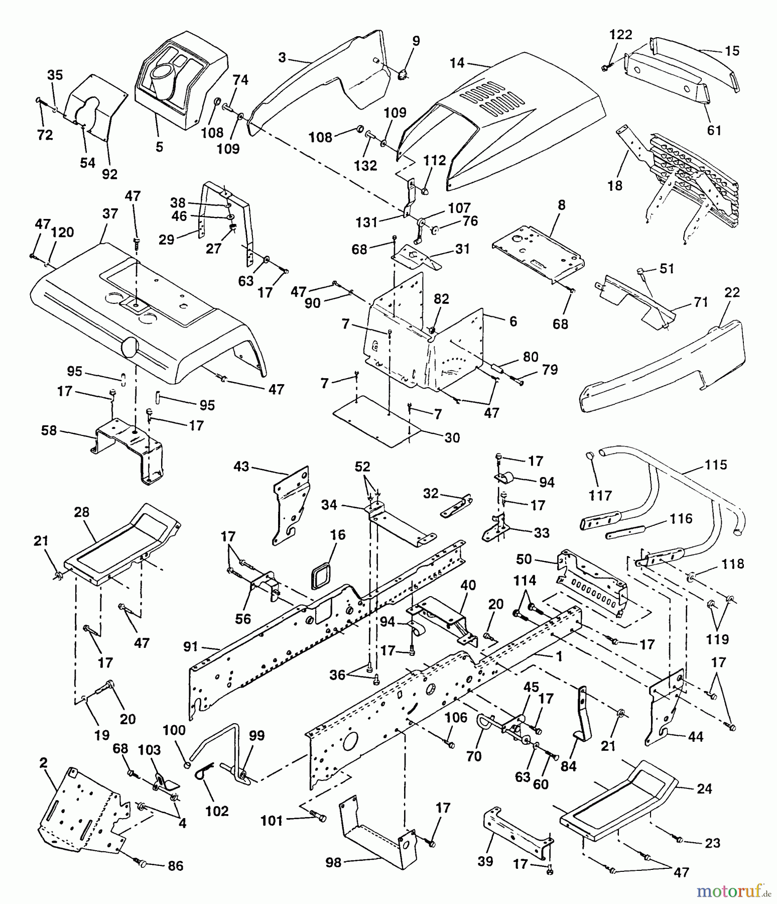 Poulan / Weed Eater Rasen und Gartentraktoren PP22H50 - Poulan Pro Lawn Tractor Chassis and Enclosures