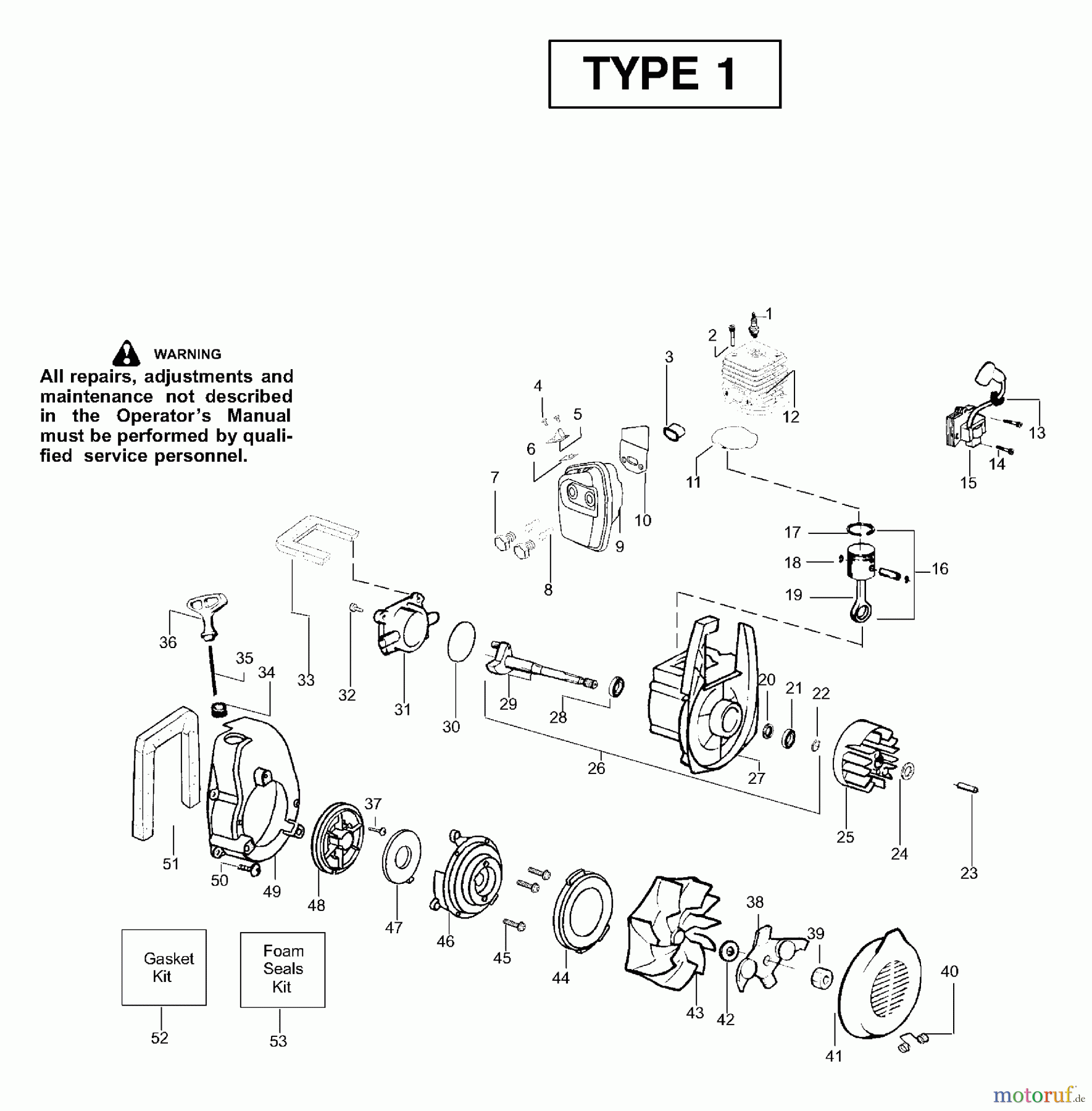 Poulan / Weed Eater Bläser / Sauger / Häcksler / Mulchgeräte BV1800LE (Type 1) - Weed Eater Barracuda Blower Engine Assembly Type 1