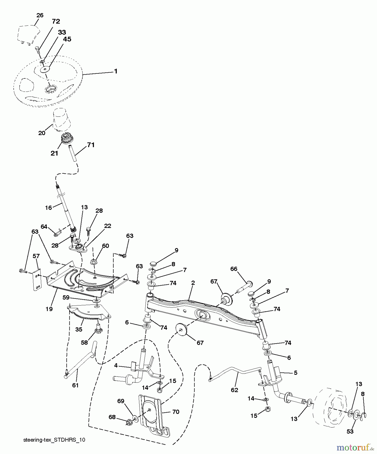 Poulan / Weed Eater Rasen und Gartentraktoren PXT12530 (96046003000) - Poulan XT Lawn Tractor (2010-01) STEERING