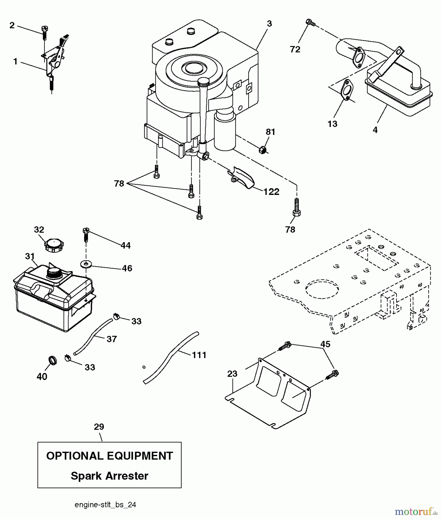 Poulan / Weed Eater Rasen und Gartentraktoren PXT175G42 (96016002401) - Poulan XT Lawn Tractor (2011-03) ENGINE