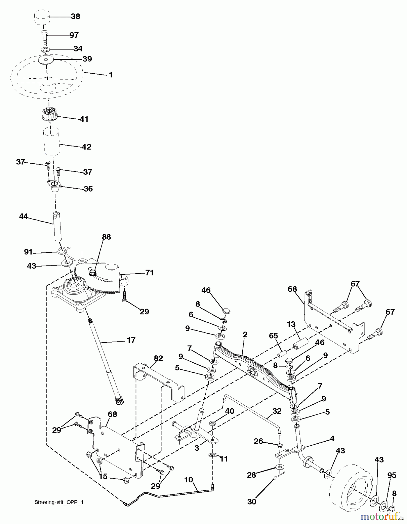 Poulan / Weed Eater Rasen und Gartentraktoren PXT175G42 (96016002401) - Poulan XT Lawn Tractor (2011-03) STEERING