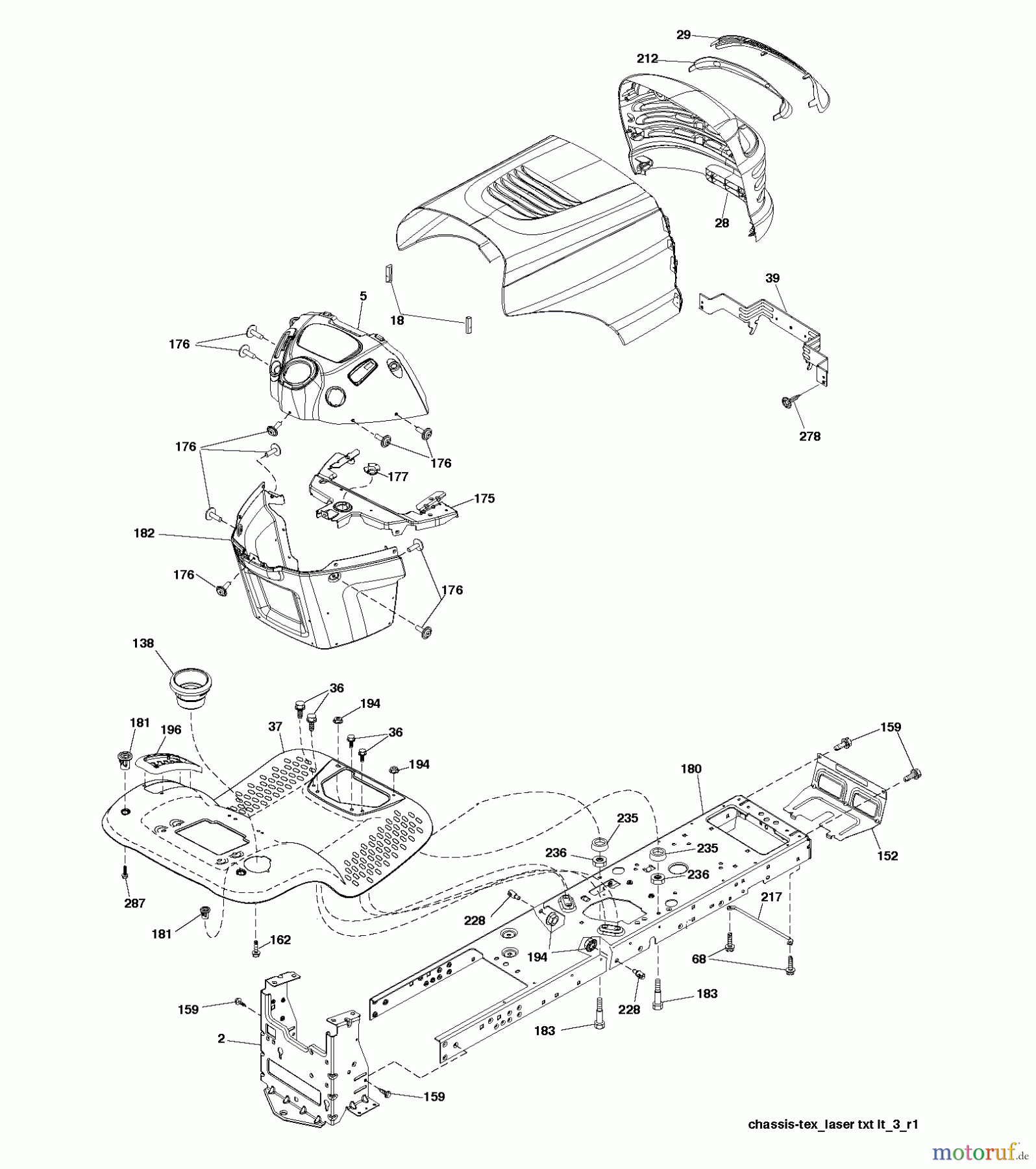 Poulan / Weed Eater Rasen und Gartentraktoren W17542H (96041012000) - Weed Eater Lawn Tractor (2010-01) CHASSIS ENCLOSURES