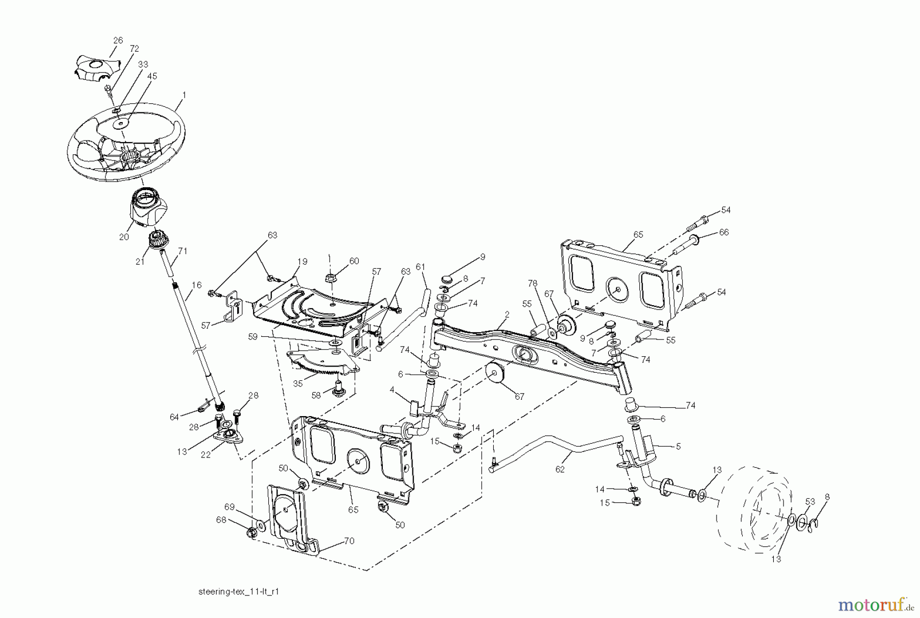 Poulan / Weed Eater Rasen und Gartentraktoren W17542H (96041012000) - Weed Eater Lawn Tractor (2010-01) STEERING