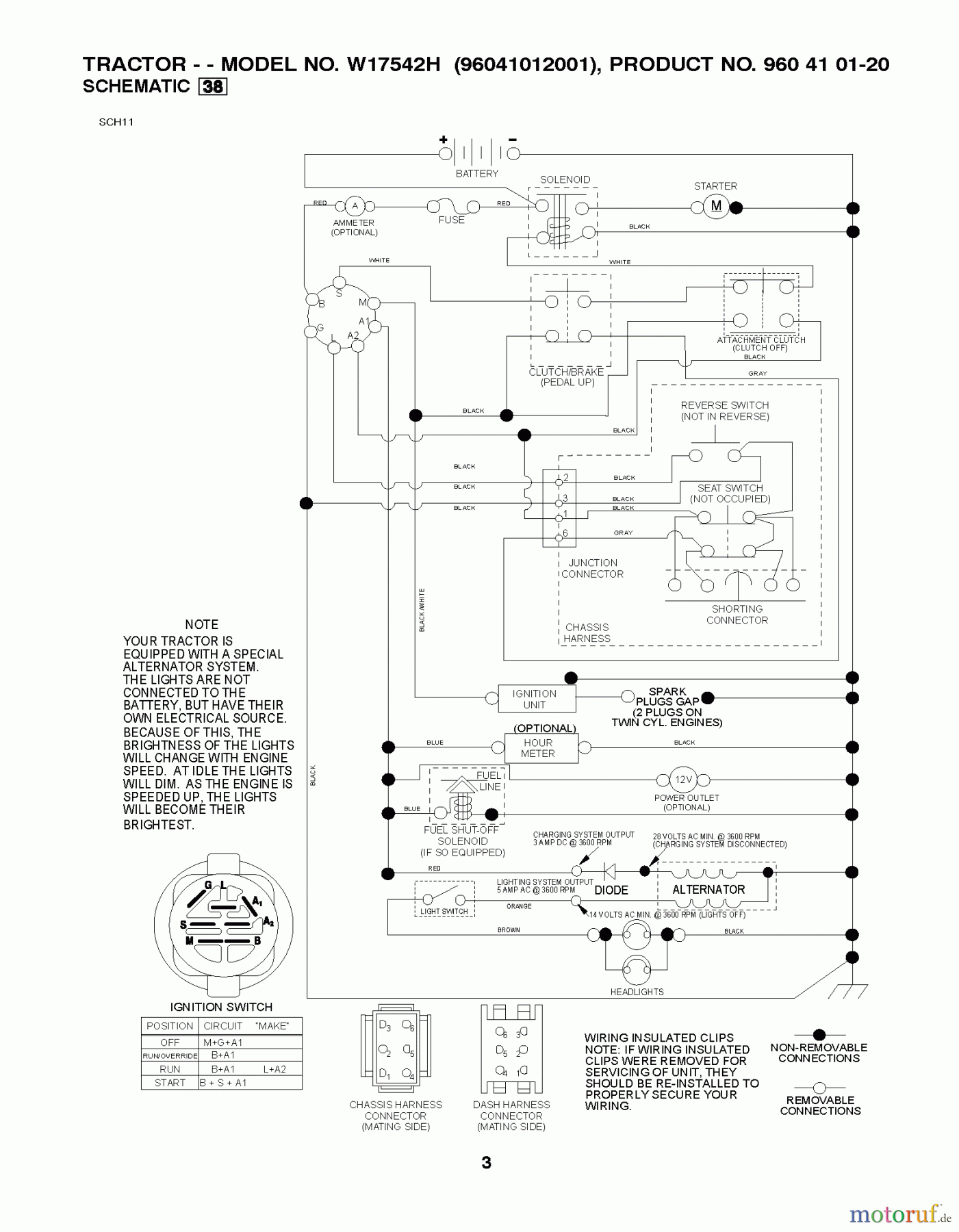 Poulan / Weed Eater Rasen und Gartentraktoren W17542H (96041012001) - Weed Eater Lawn Tractor (2010-01) SCHEMATIC