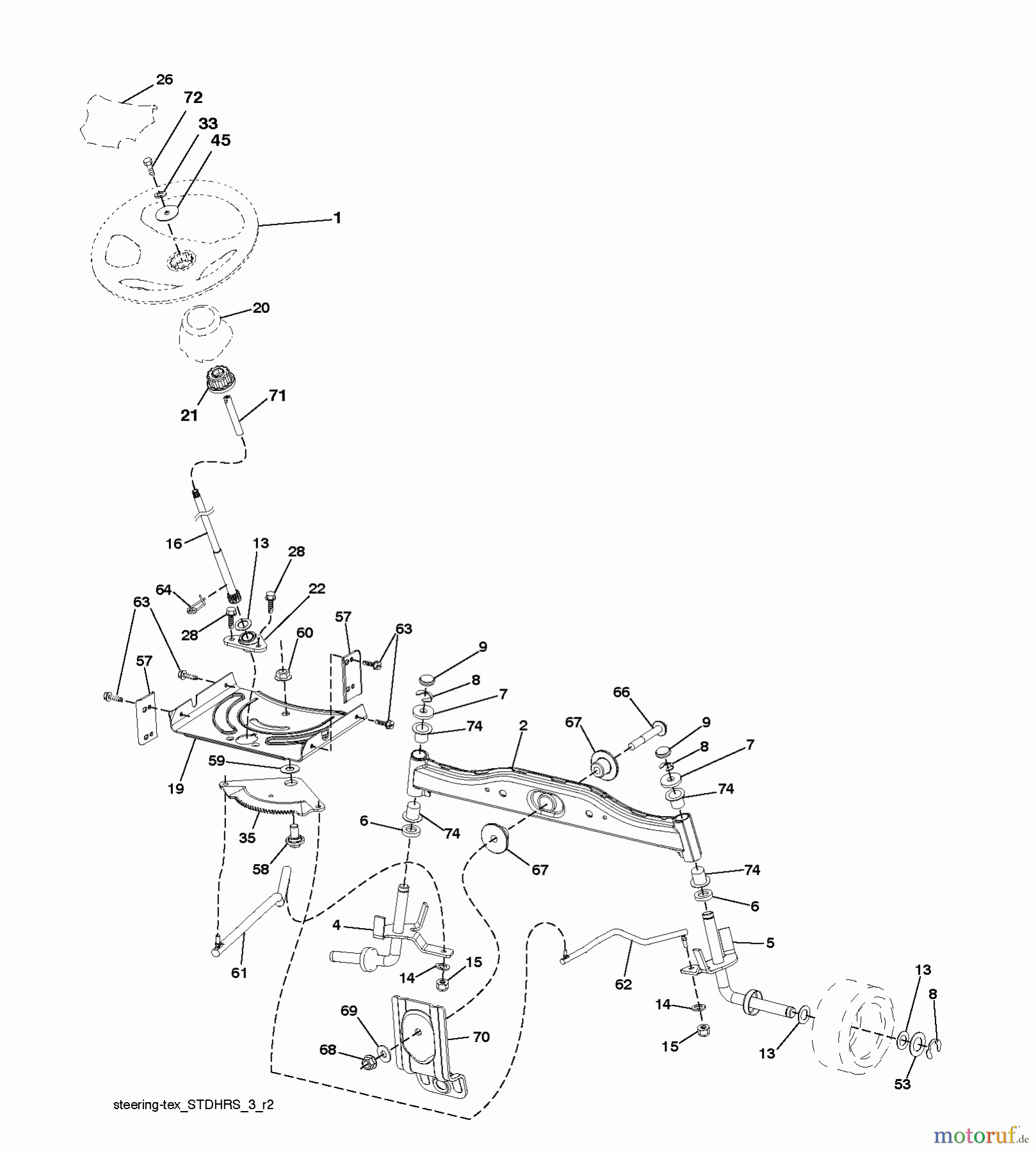 Poulan / Weed Eater Rasen und Gartentraktoren W17542H (96041012002) - Weed Eater Lawn Tractor (2010-03) STEERING