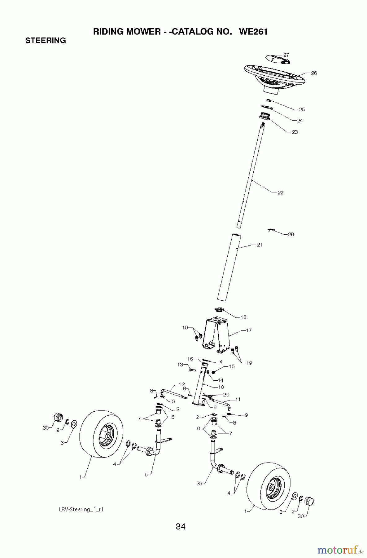 Poulan / Weed Eater Rasen und Gartentraktoren WE261 (96022000801) - Weed Eater Lawn Tractor (2011-02) STEERING