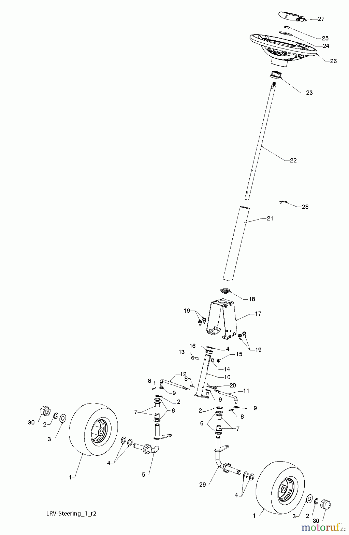 Poulan / Weed Eater Rasen und Gartentraktoren WELRV1 (96026000201) - Weed Eater Lawn Tractor (2011-01) STEERING