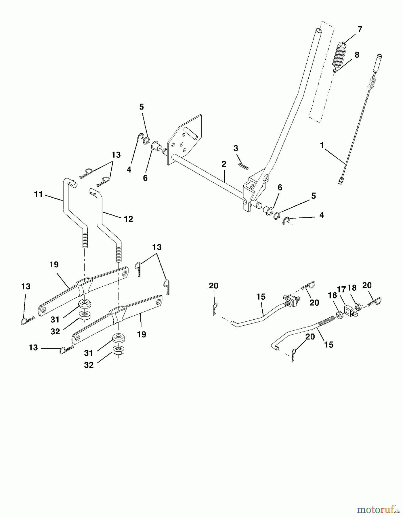 Poulan / Weed Eater Rasen und Gartentraktoren WET1742STA - Weed Eater Lawn Tractor (2003-01) MOWER LIFT / DECK LIFT