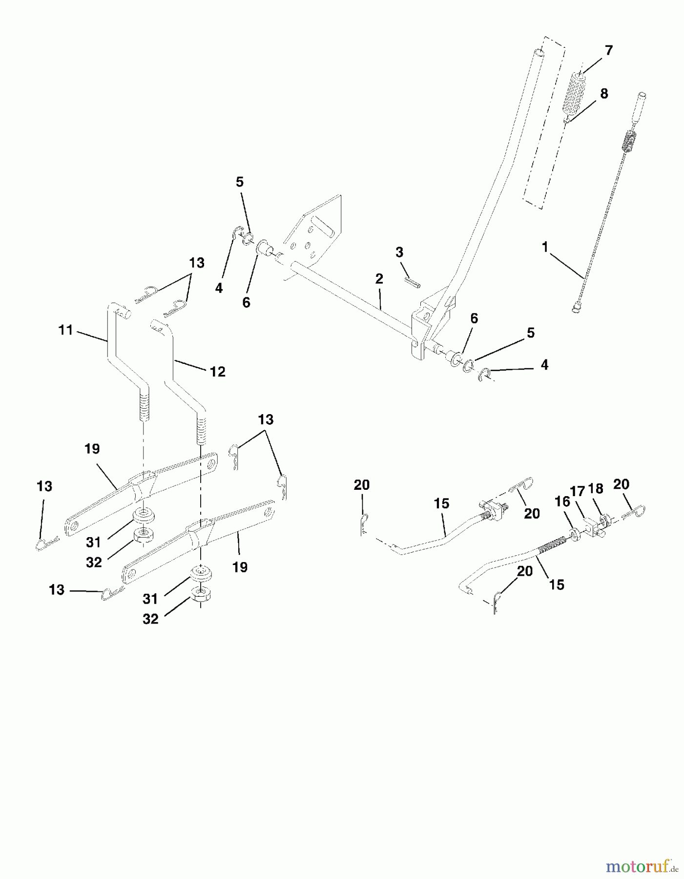 Poulan / Weed Eater Rasen und Gartentraktoren WET2242STC - Weed Eater Lawn Tractor (2003-01) MOWER LIFT / DECK LIFT