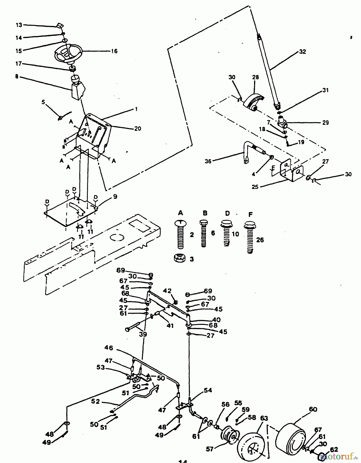 Poulan / Weed Eater Rasen und Gartentraktoren XC1120B - Poulan Pro Lawn Tractor STEERING AND FRONT AXLE