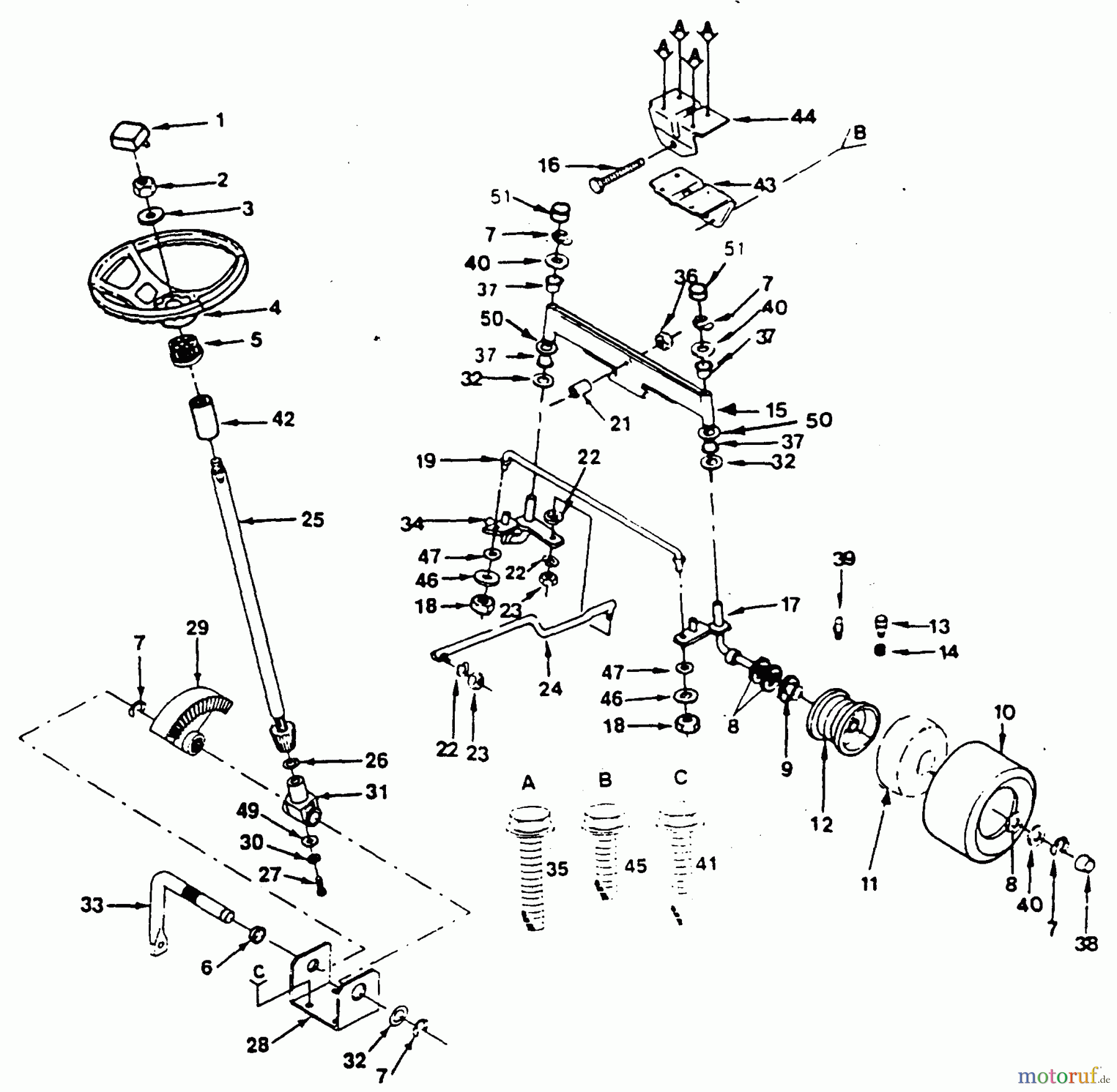 Poulan / Weed Eater Rasen und Gartentraktoren XC1122B - Poulan Pro Lawn Tractor STEERING, FRONT AXLE AND WHEELS