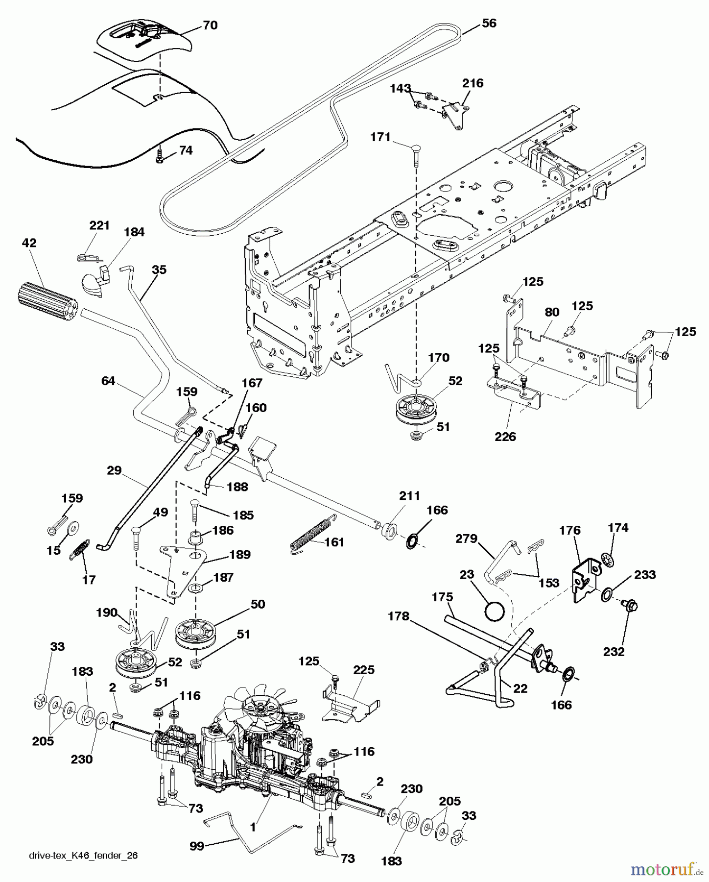Poulan / Weed Eater Rasen und Gartentraktoren XT195H42LT (96042012101) - Poulan XT Lawn Tractor (2011-04) DRIVE