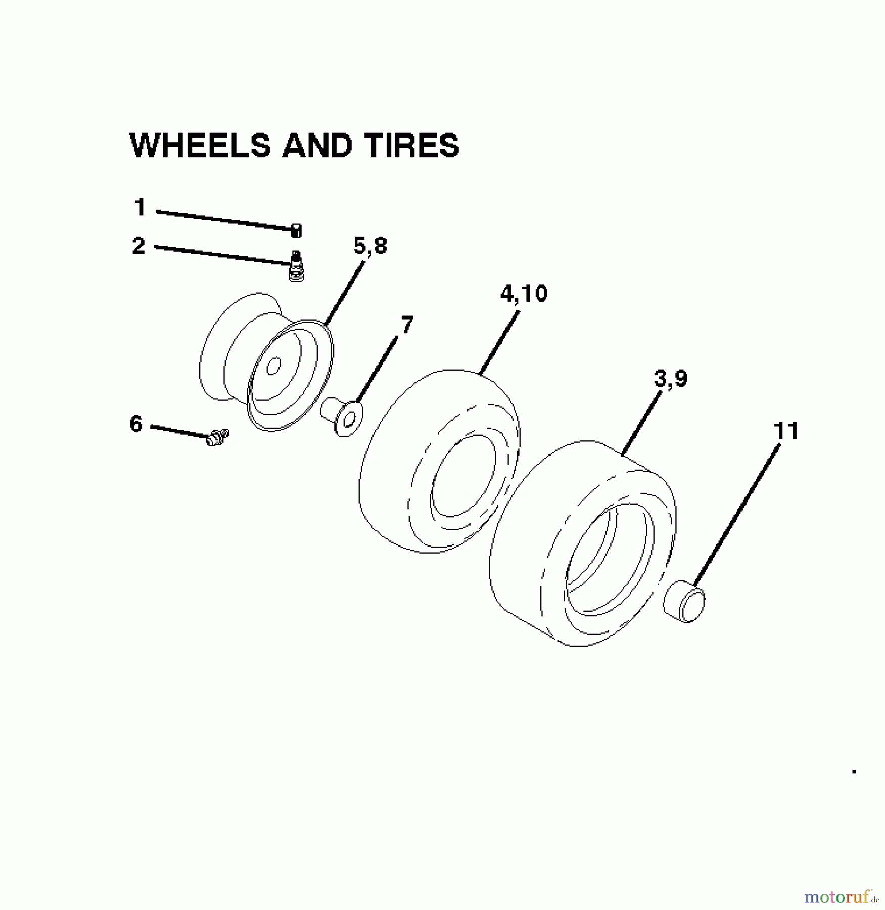  Poulan / Weed Eater Rasen und Gartentraktoren XT195H42LT (96042012101) - Poulan XT Lawn Tractor (2011-04) WHEELS TIRES