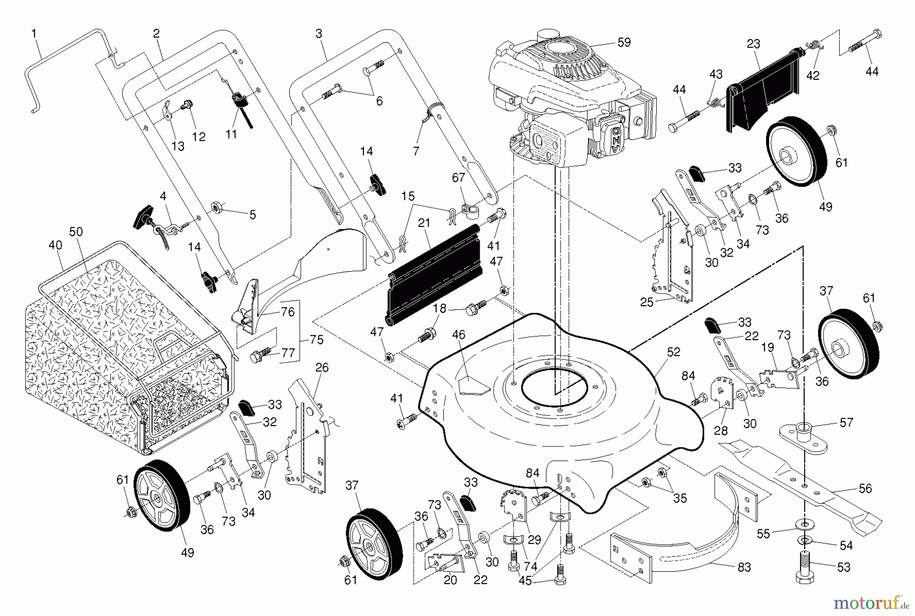 Poulan / Weed Eater Rasenmäher 961320071 (96132007100) - Poulan Walk-Behind Mower (2012-02) FRAME ENGINE