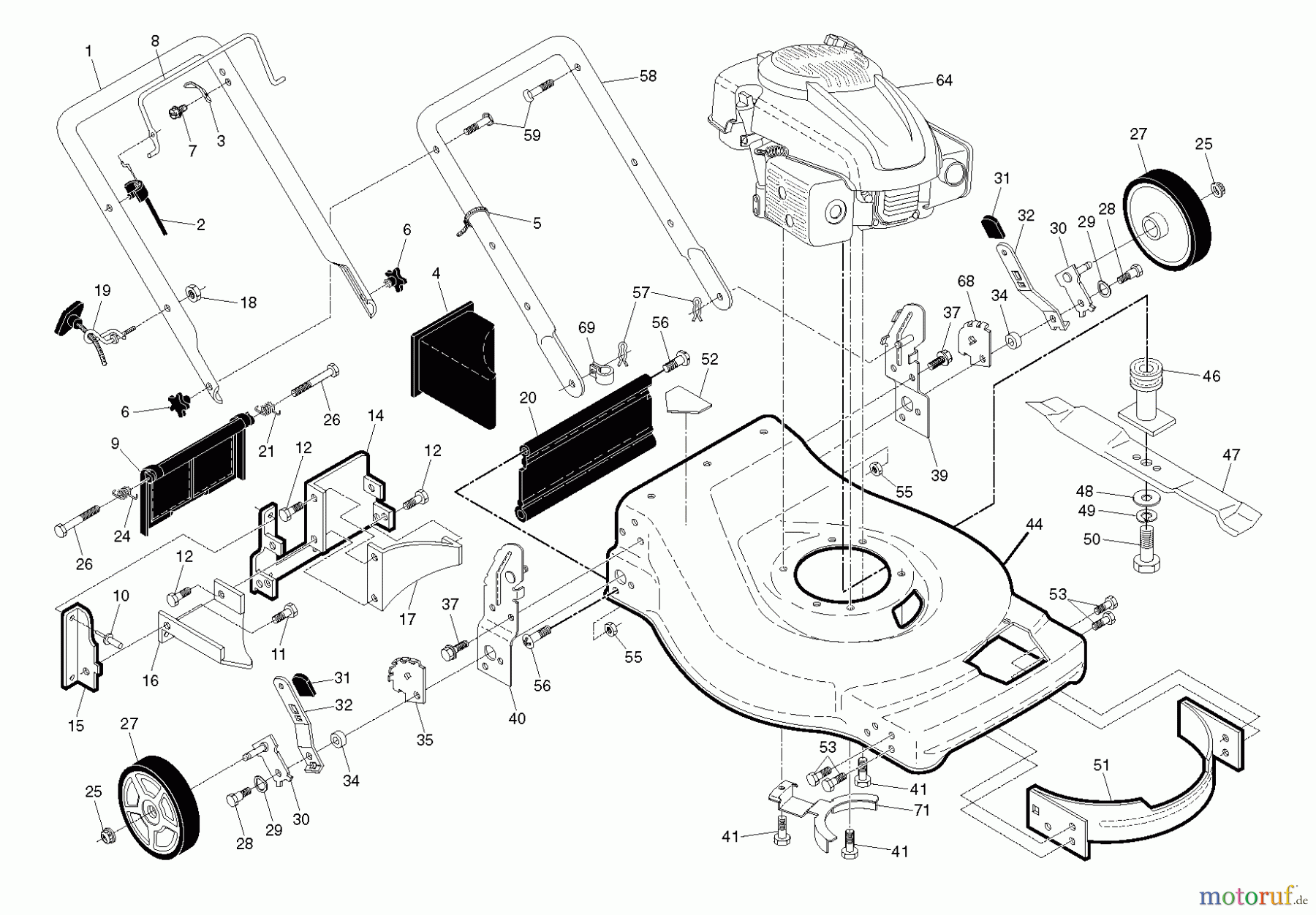 Poulan / Weed Eater Rasenmäher 961420106 (96142010600) - Poulan Walk-Behind Mower (2012-03) FRAME ENGINE