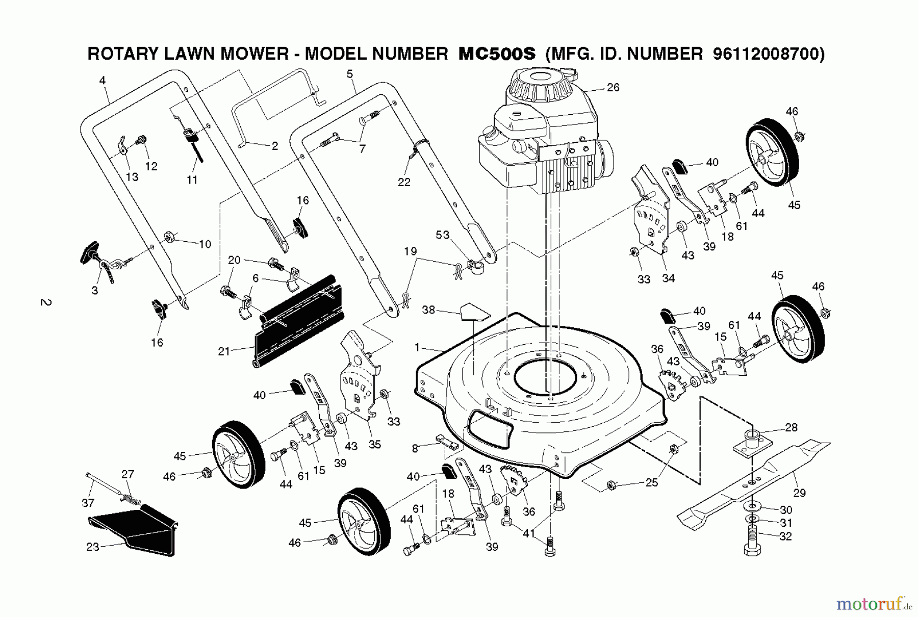 Poulan / Weed Eater Rasenmäher PO550S (96112010303) - Poulan Walk-Behind Mower (2012-04) PRODUCT COMPLETE