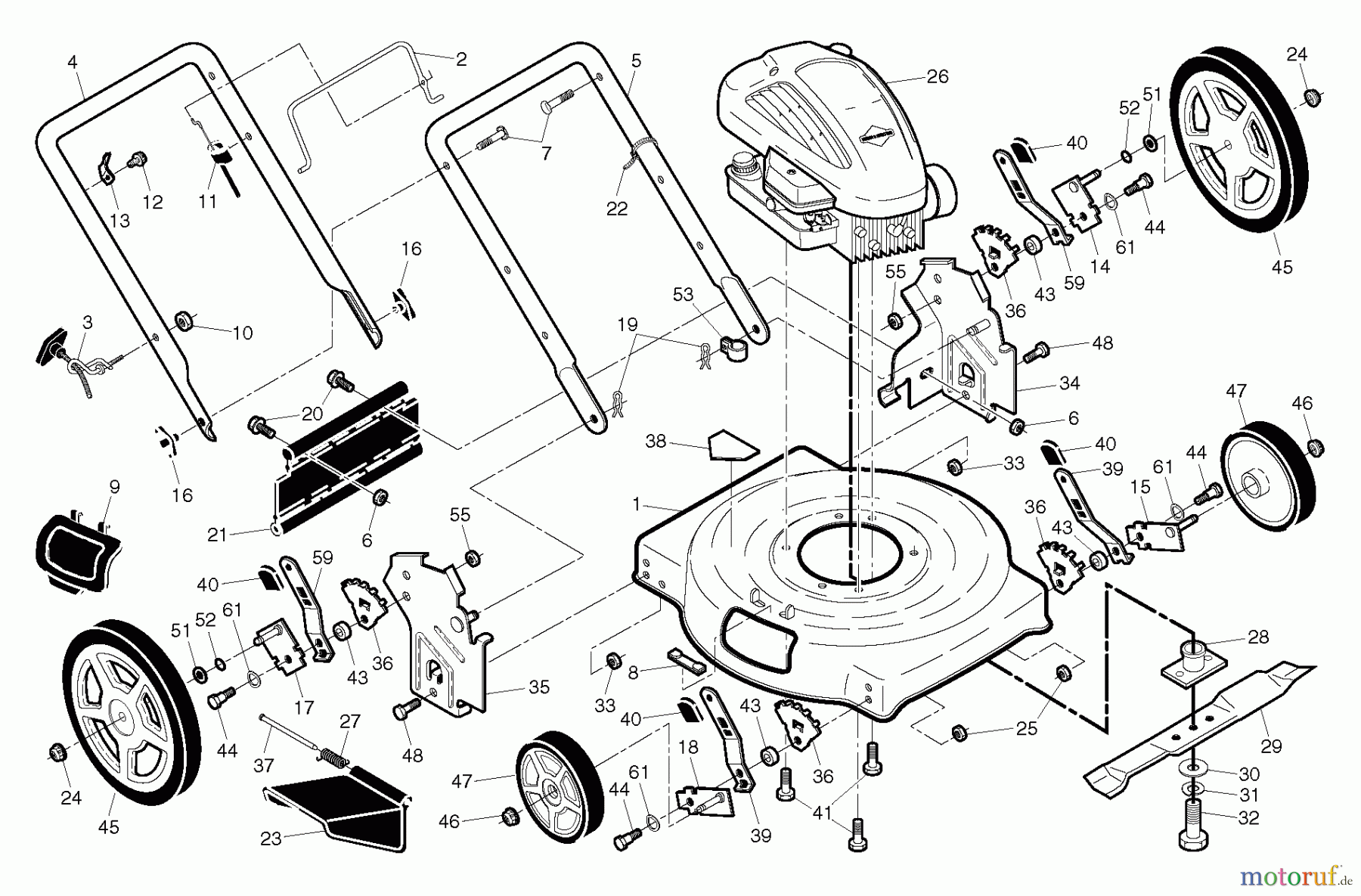  Poulan / Weed Eater Rasenmäher PO550SH (96112010603) - Poulan Walk-Behind Mower (2012-05) FRAME ENGINE