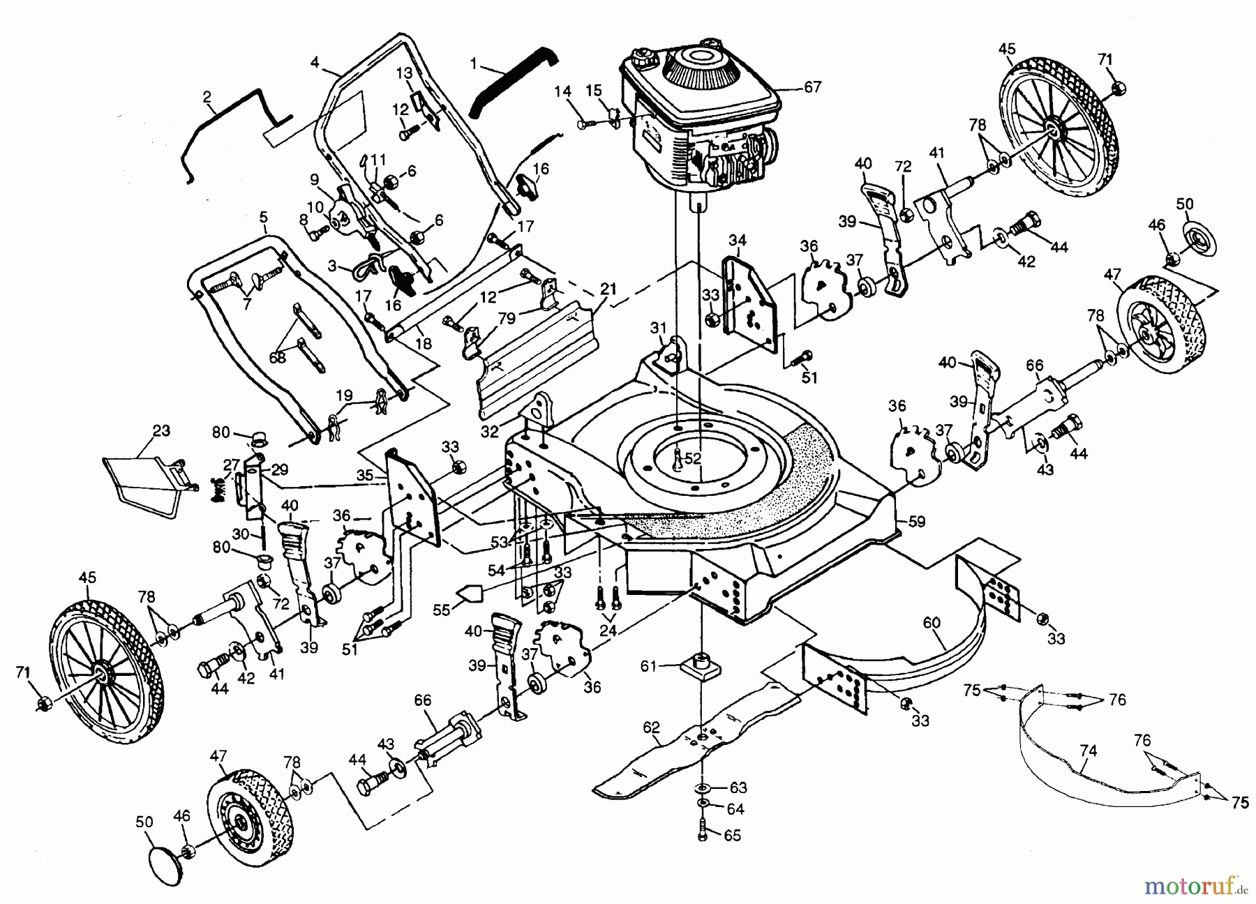 Poulan / Weed Eater Rasenmäher PP751HW - Poulan Pro Walk-Behind Mower MOWER ASSEMBLY, ENGINE B/S 124802