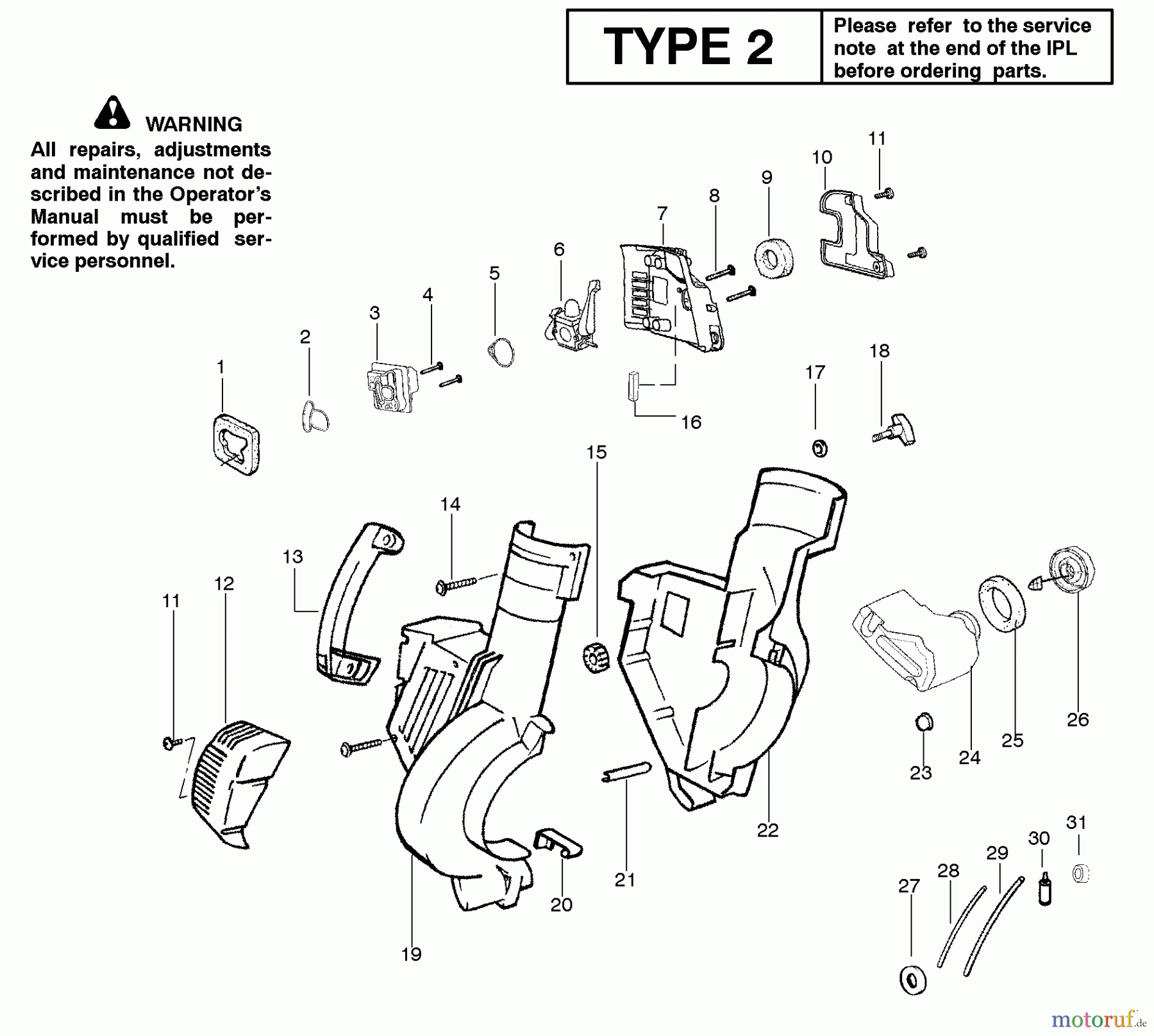 Poulan / Weed Eater Bläser / Sauger / Häcksler / Mulchgeräte BV200 (Type 2) - Weed Eater Blower Handle, Chassis & Blower Assembly Type 2