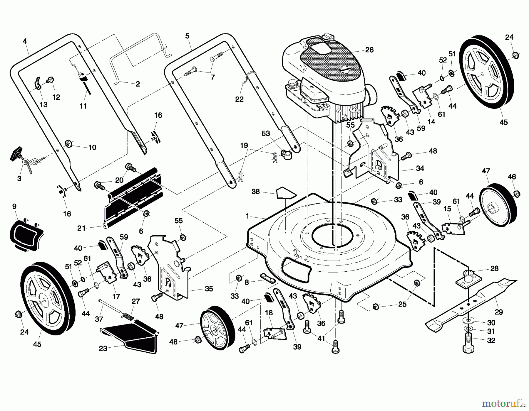 Poulan / Weed Eater Rasenmäher PR550N22SH (96112010901) - Poulan Pro Walk-Behind Mower (2012-07) FRAME ENGINE