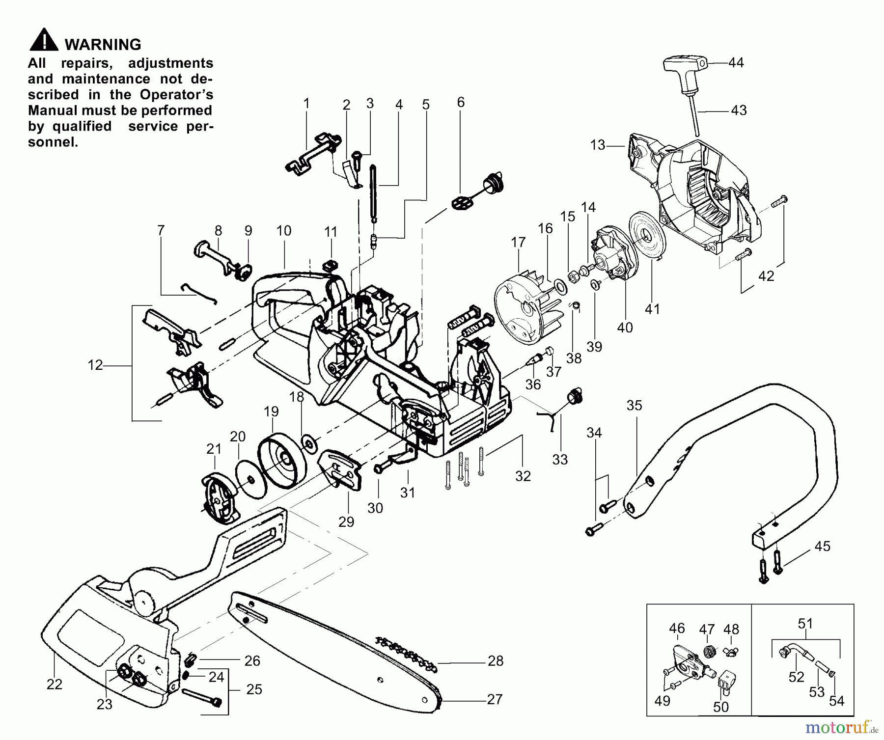 Poulan / Weed Eater Motorsägen 1900 - Poulan Patriot Chainsaw Handle, Chassis & Bar Assembly