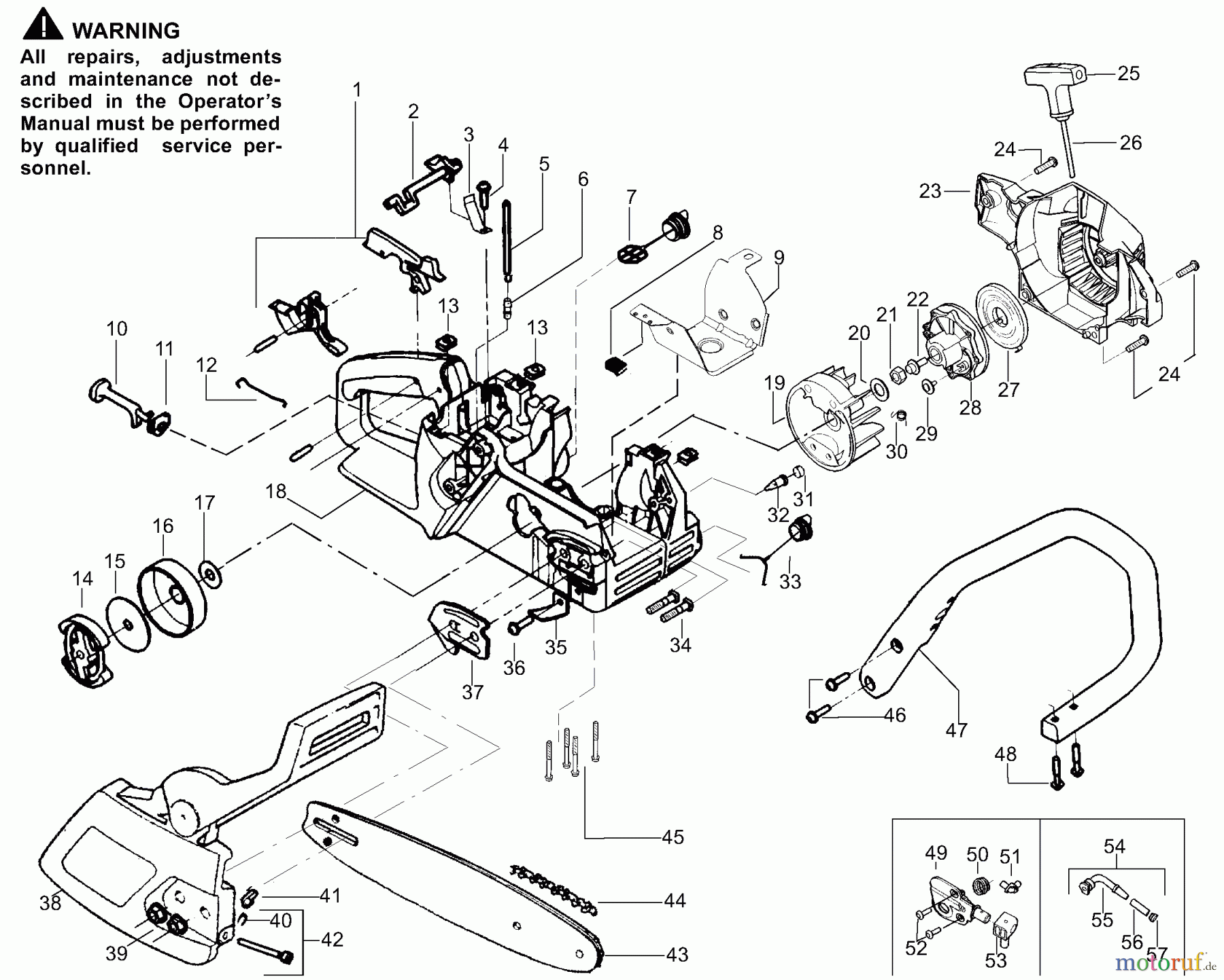 Poulan / Weed Eater Motorsägen 1900LE - Poulan Patriot Chainsaw Handle, Chassis & Bar Assembly