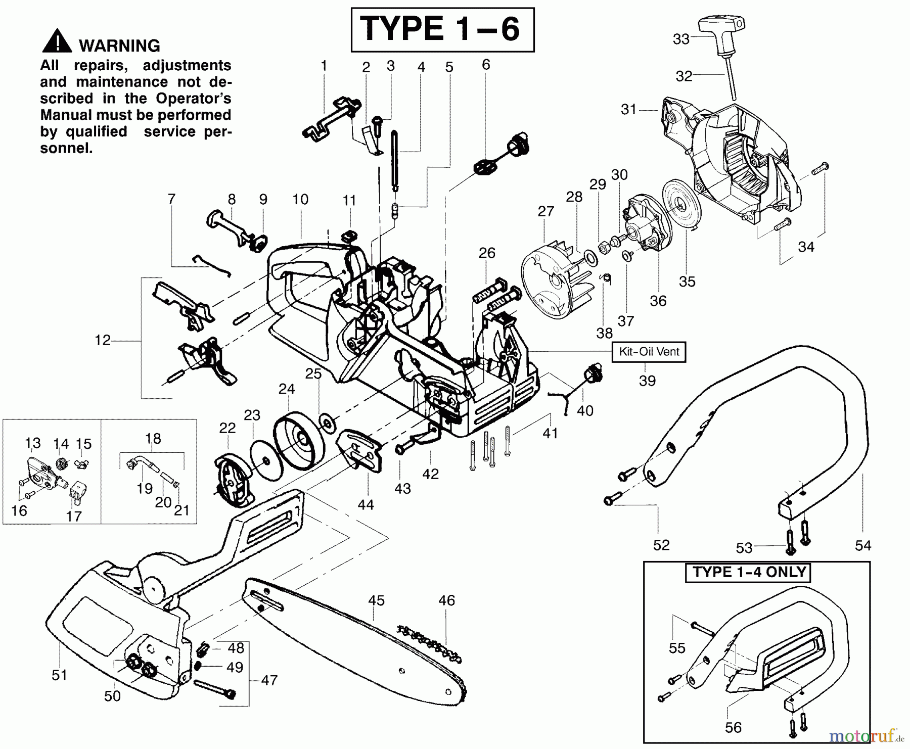 Poulan / Weed Eater Motorsägen 1950 (Type 4) - Poulan Woodshark Chainsaw Chassis & Bar Assembly Type 1-6