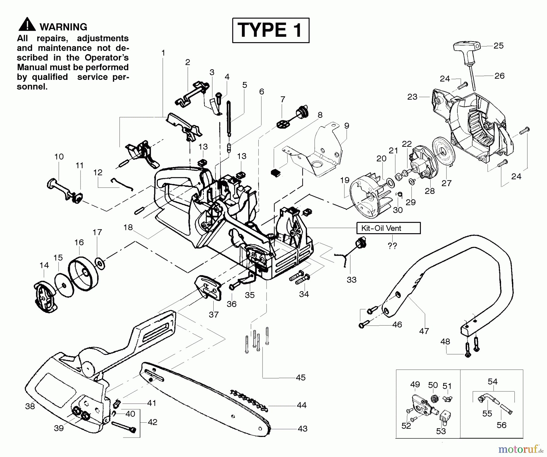 Poulan / Weed Eater Motorsägen 1950LE (Type 1) - Poulan Woodshark Chainsaw Handle, Chassis & Bar Assembly Type 1