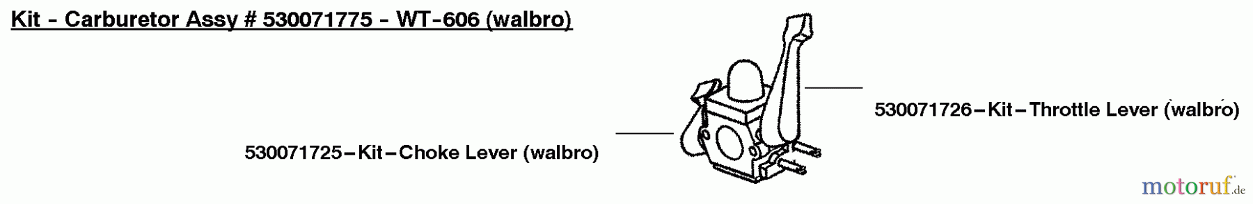 Poulan / Weed Eater Bläser / Sauger / Häcksler / Mulchgeräte BV2000 (Type 2) - Weed Eater Barracuda Blower Carburetor Assembly (Walbro WT-606) P/N 530071775