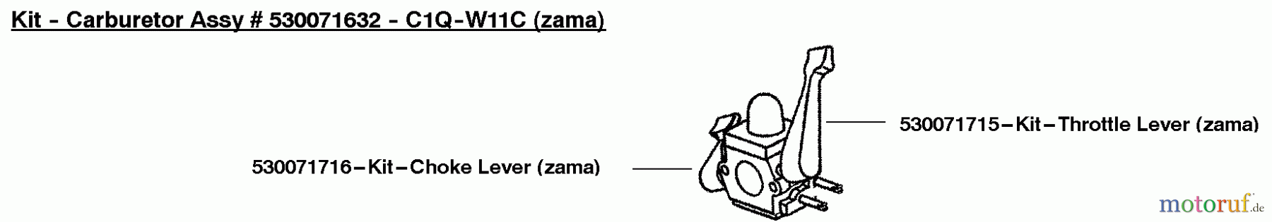 Poulan / Weed Eater Bläser / Sauger / Häcksler / Mulchgeräte BV2000 (Type 2) - Weed Eater Barracuda Blower Carburetor Assembly (ZAMA C1Q-W11C) P/N 530071632