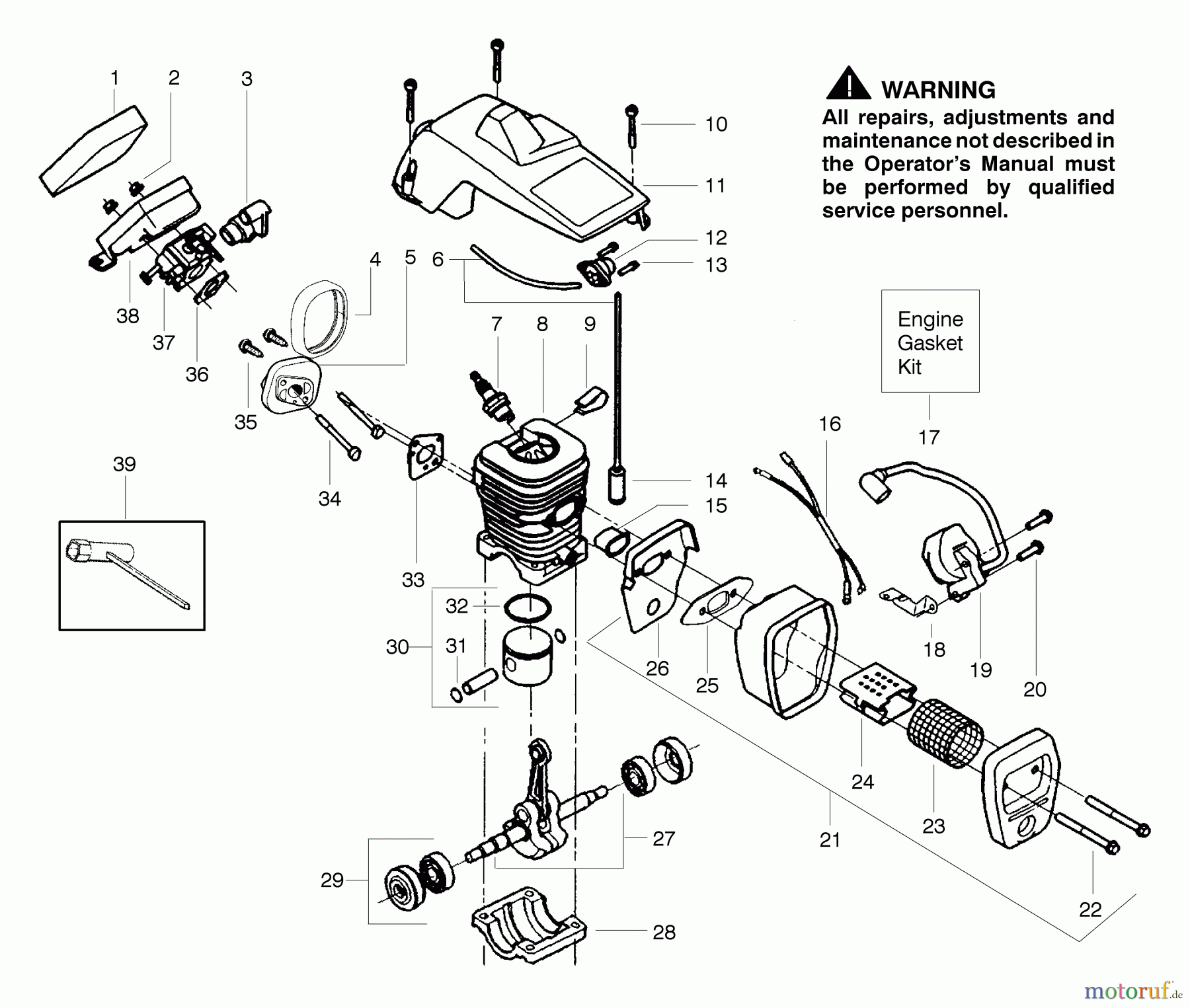 Poulan / Weed Eater Motorsägen 1975 (Type 6) - Poulan Woodshark Chainsaw Engine Assembly Type 6