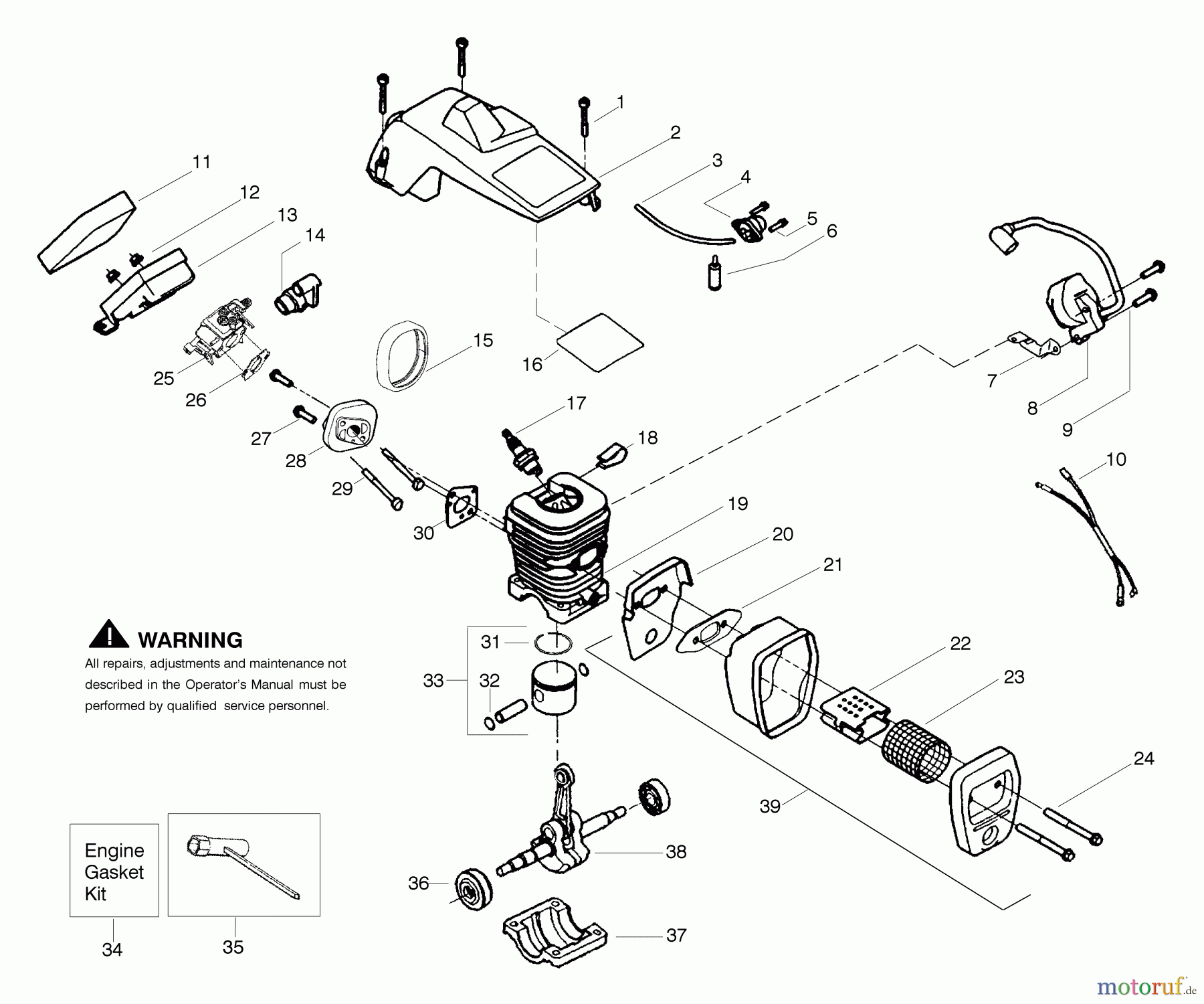 Poulan / Weed Eater Motorsägen 1975 (Type 7) - Poulan Woodshark Chainsaw Engine Assembly Type 7