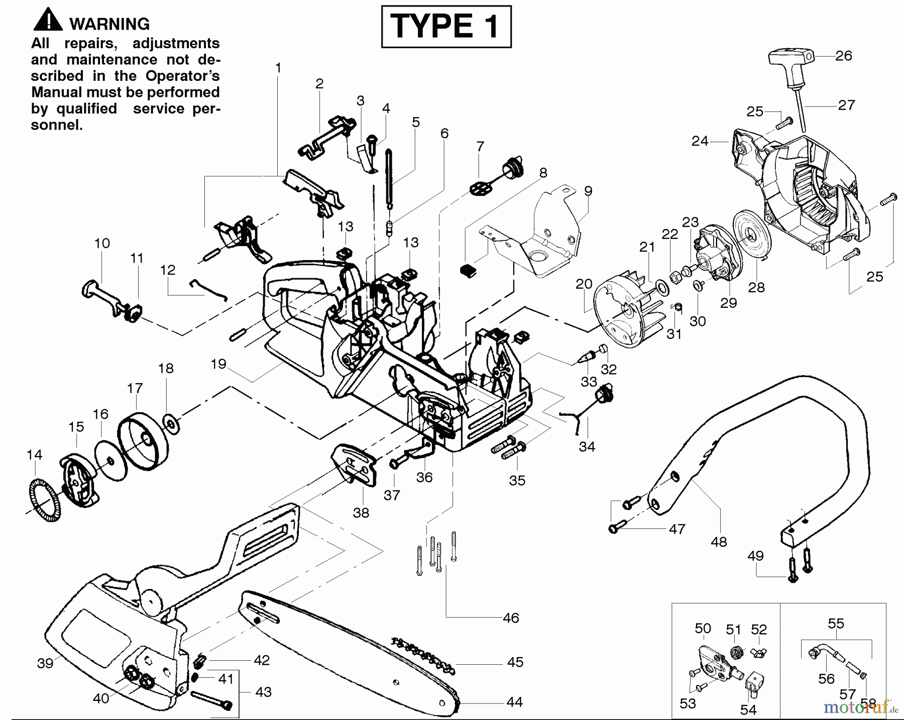 Poulan / Weed Eater Motorsägen 2050LE (Type 1) - Poulan Pioneer Chainsaw Starter Type 1