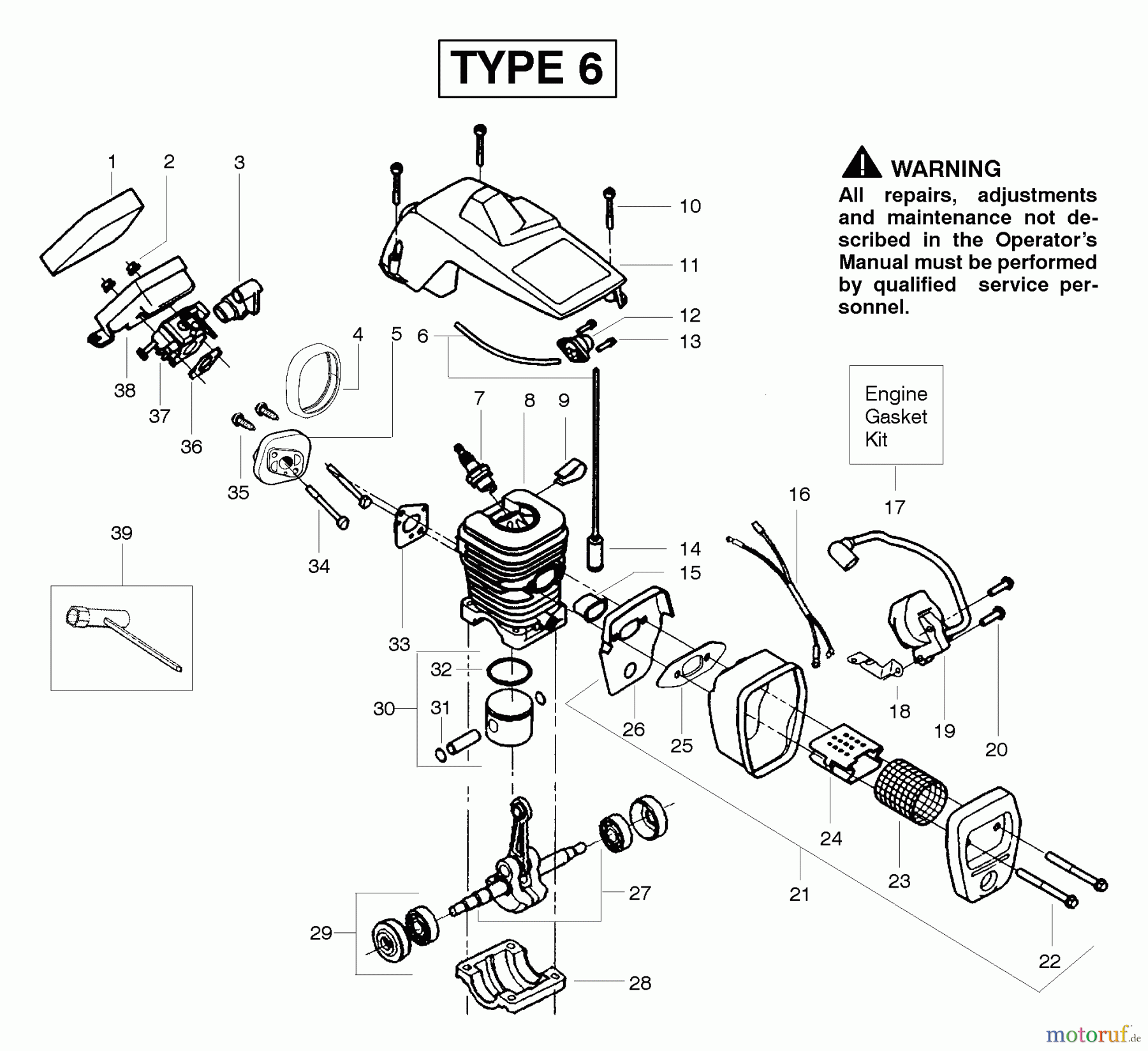 Poulan / Weed Eater Motorsägen 2150 (Type 6) - Poulan Predator Chainsaw Engine Assembly