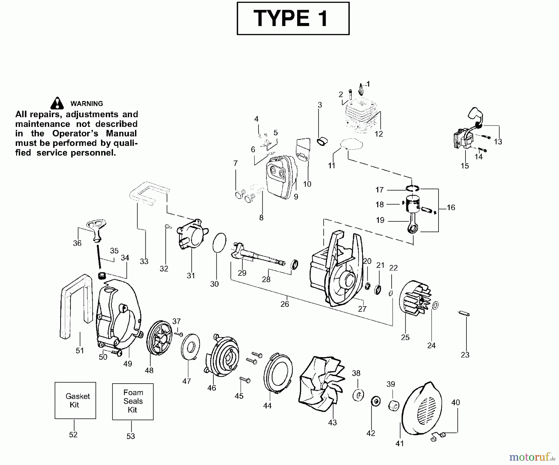 Poulan / Weed Eater Bläser / Sauger / Häcksler / Mulchgeräte BV200LE (Type 1) - Weed Eater Blower Engine Assembly Type 1
