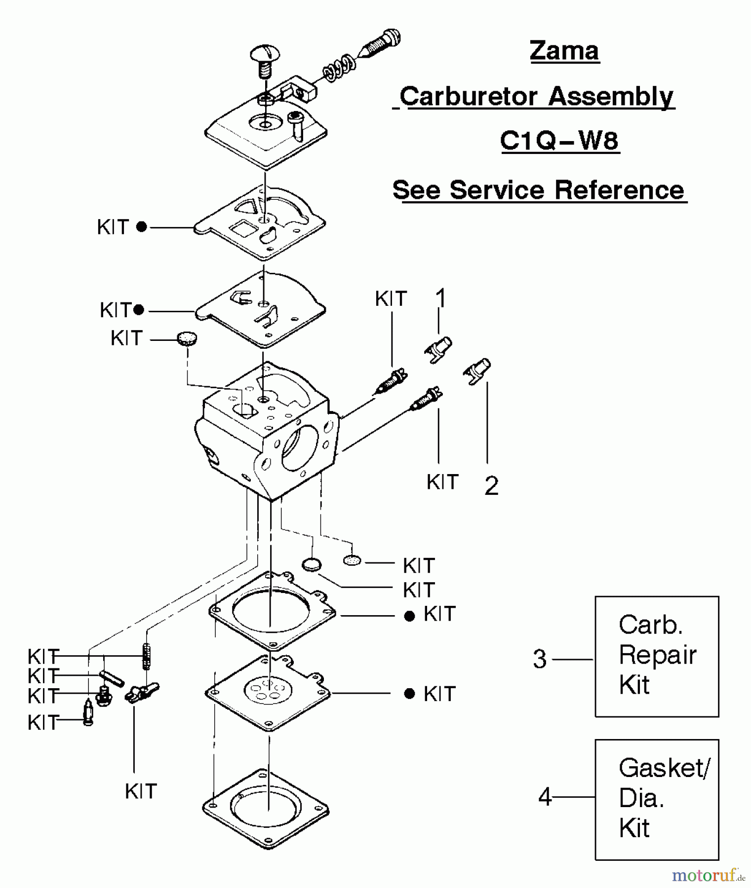 Poulan / Weed Eater Motorsägen 2155 (Type 1) - Poulan Plus Chainsaw Carburetor Assembly (Zama C1Q-W8)