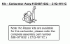 Poulan / Weed Eater BV200LE (Type 1) - Weed Eater Blower Ersatzteile Carburetor Assembly (C1Q-W11C) P/N 530071632