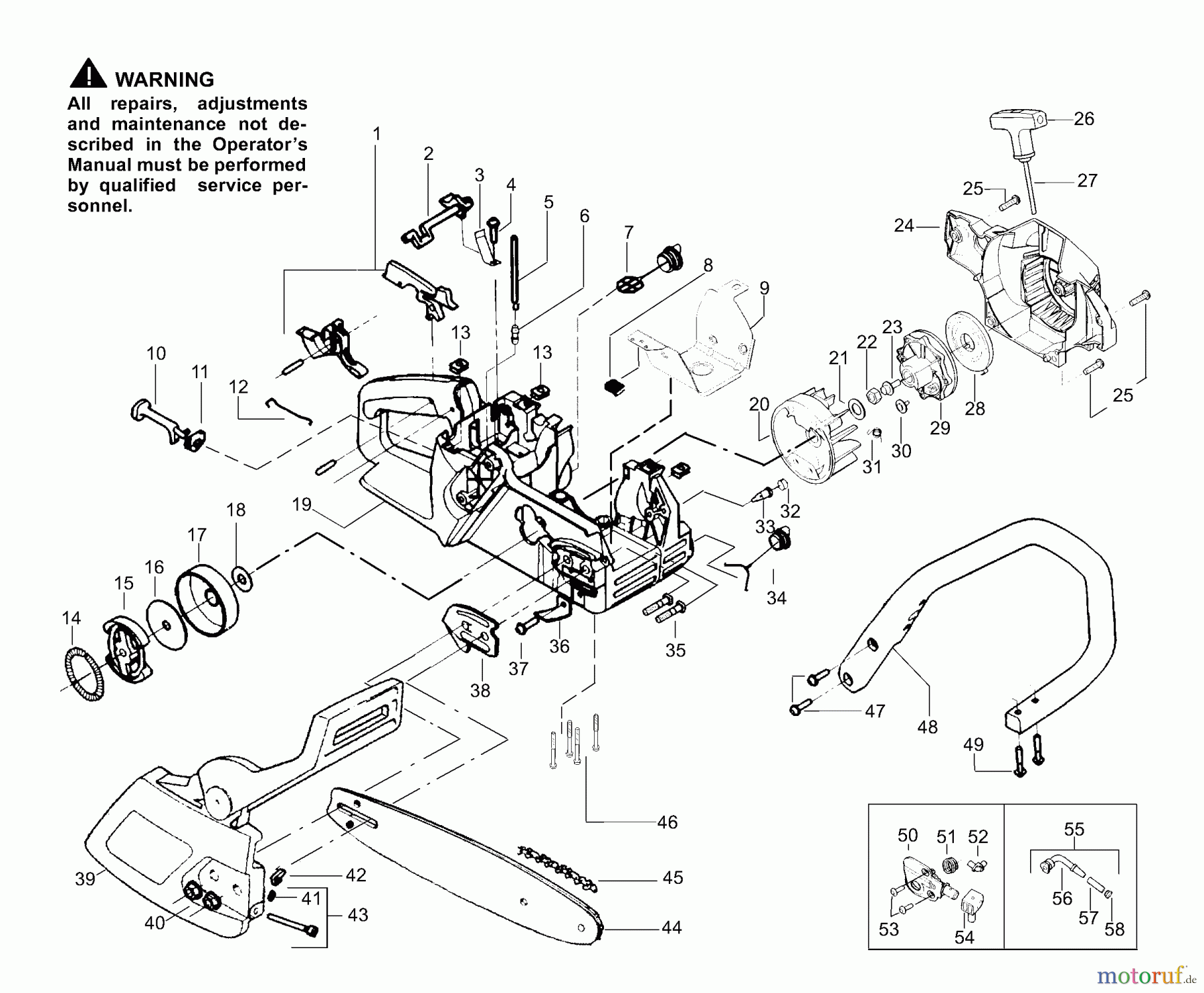 Poulan / Weed Eater Motorsägen 2175LE - Poulan Wildthing Chainsaw Handle, Chassis & Bar Assembly