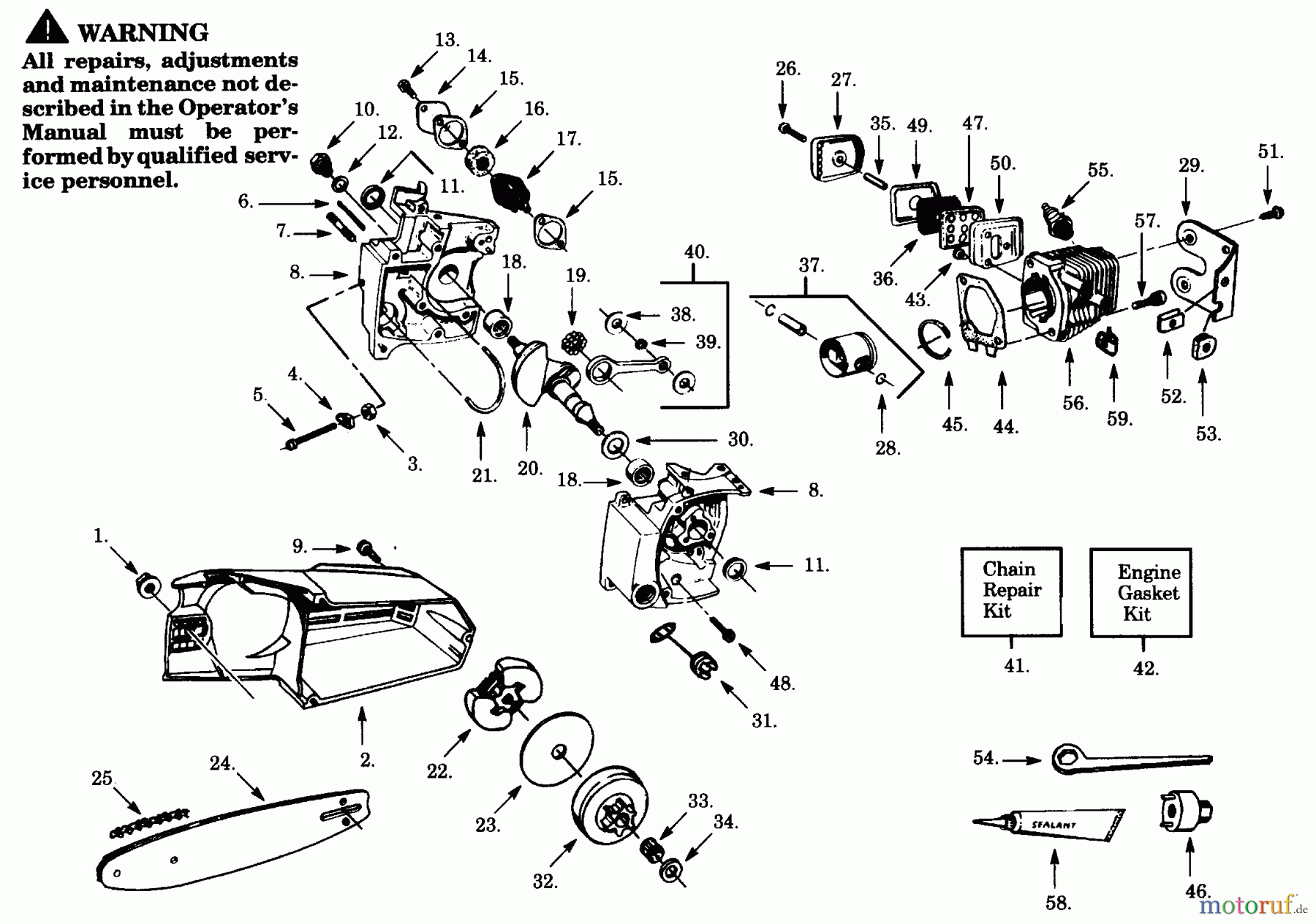 Poulan / Weed Eater Motorsägen 2100 - Poulan Chainsaw INTERNAL POWER UNIT